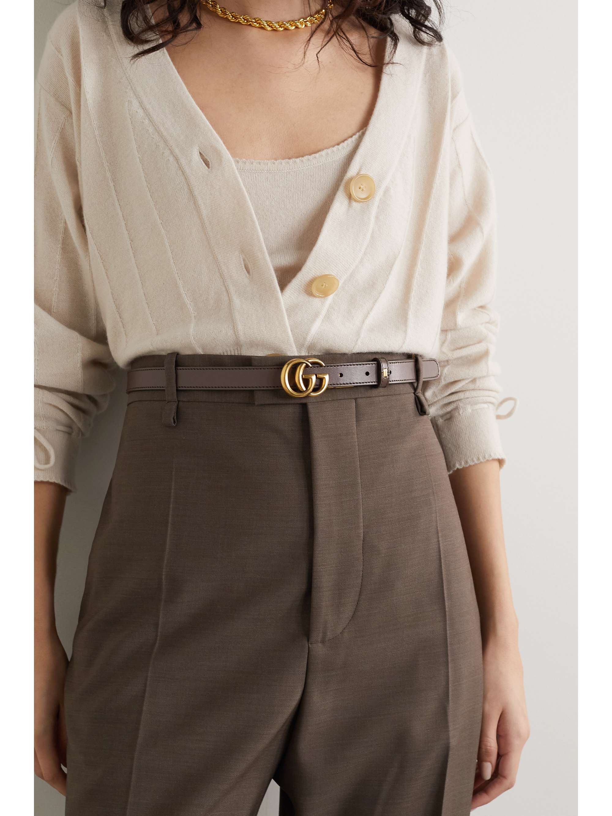 GUCCI Reversible printed coated-canvas and leather belt