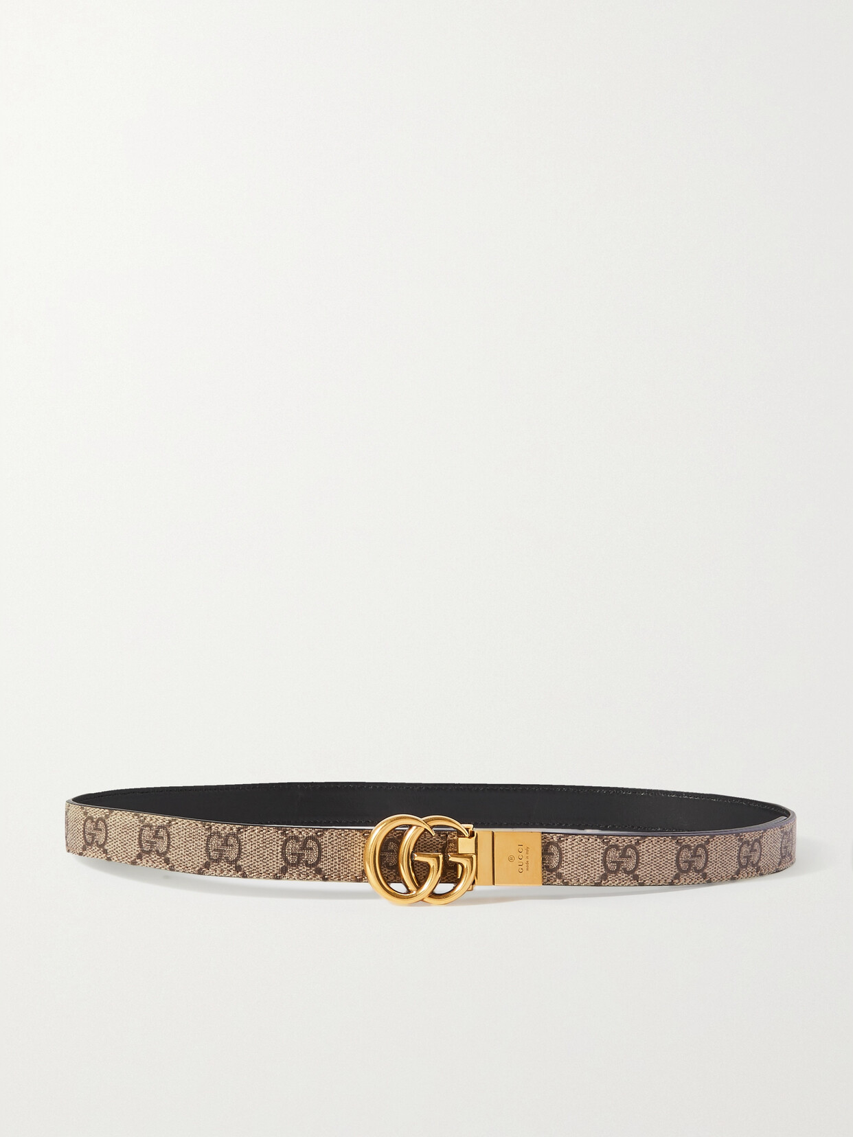Gucci - Reversible Printed Coated-canvas And Leather Belt - Black
