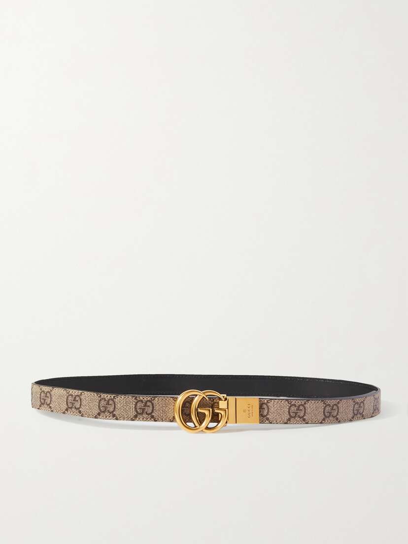 Gucci Reversible Printed Coated-canvas And Leather Belt