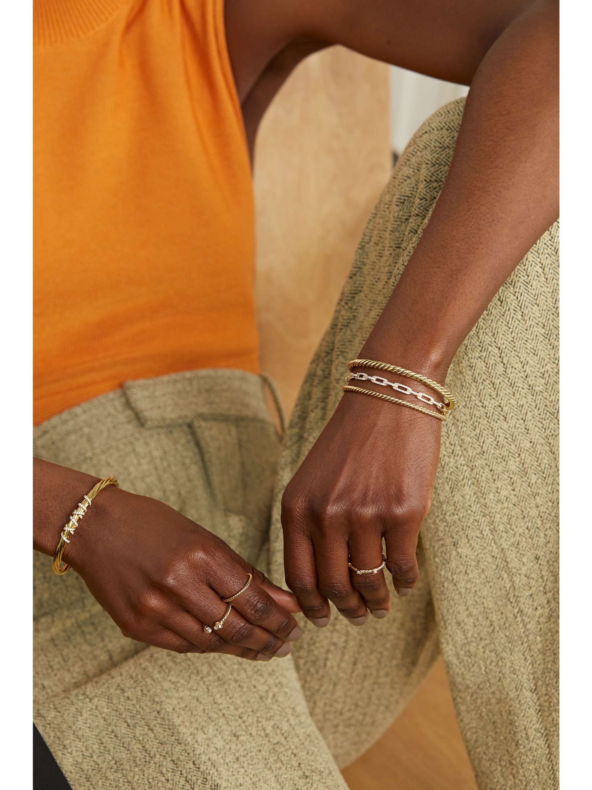 DAVID YURMAN Stax 18-karat gold diamond bracelet