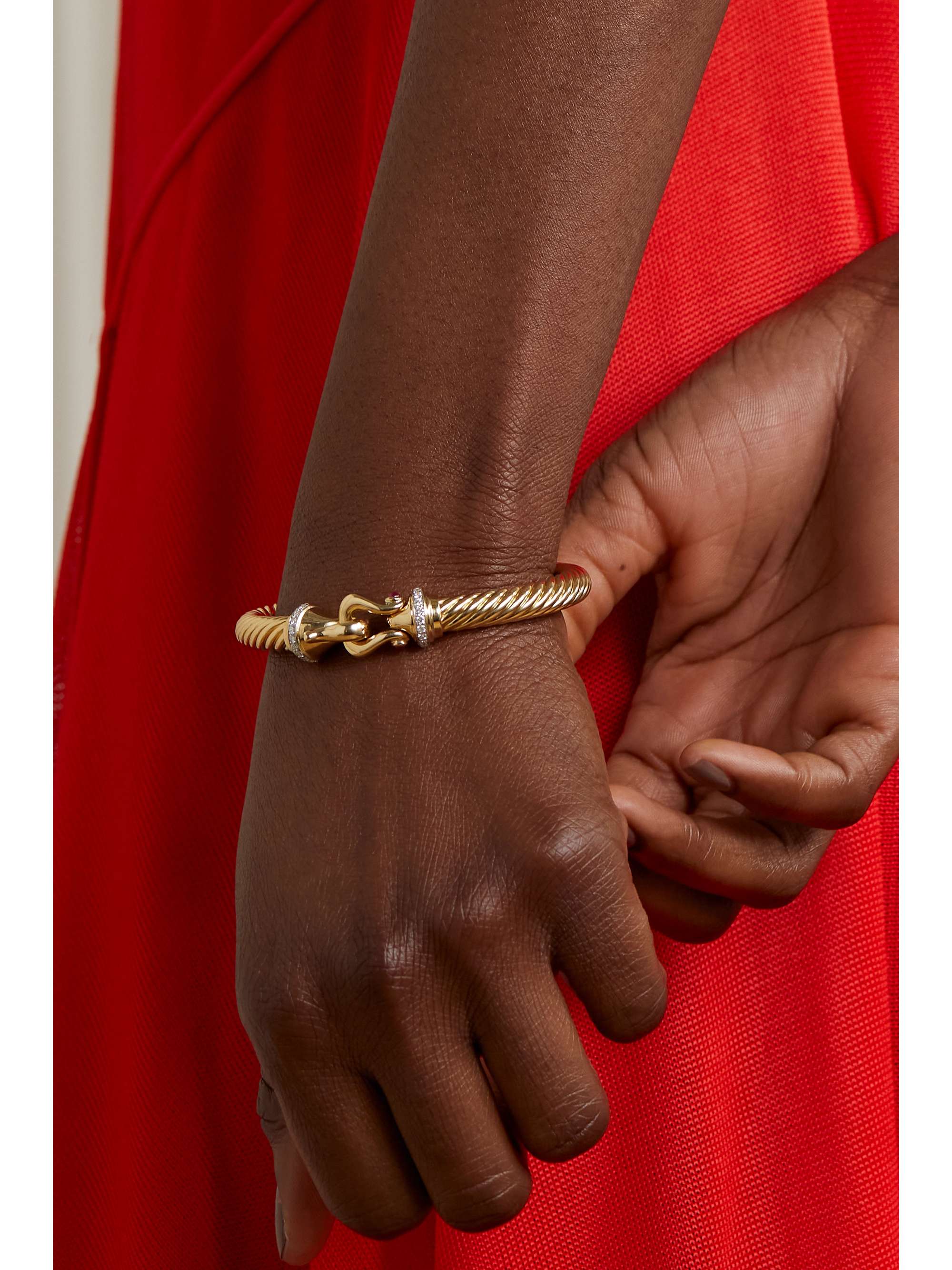 DAVID YURMAN Buckle 18-karat gold, diamond and ruby bracelet