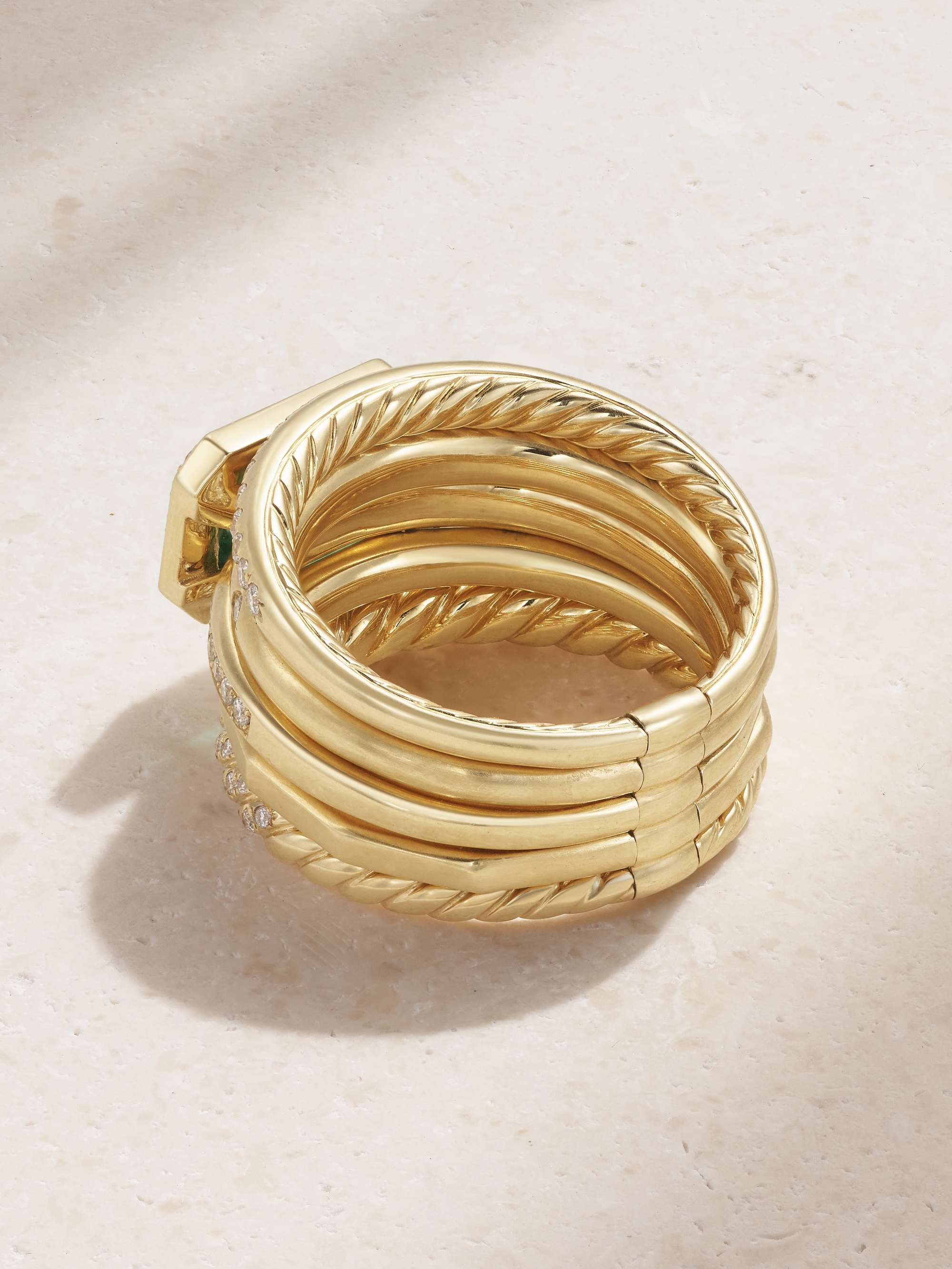 DAVID YURMAN Stax 18-karat gold, emerald and diamond ring
