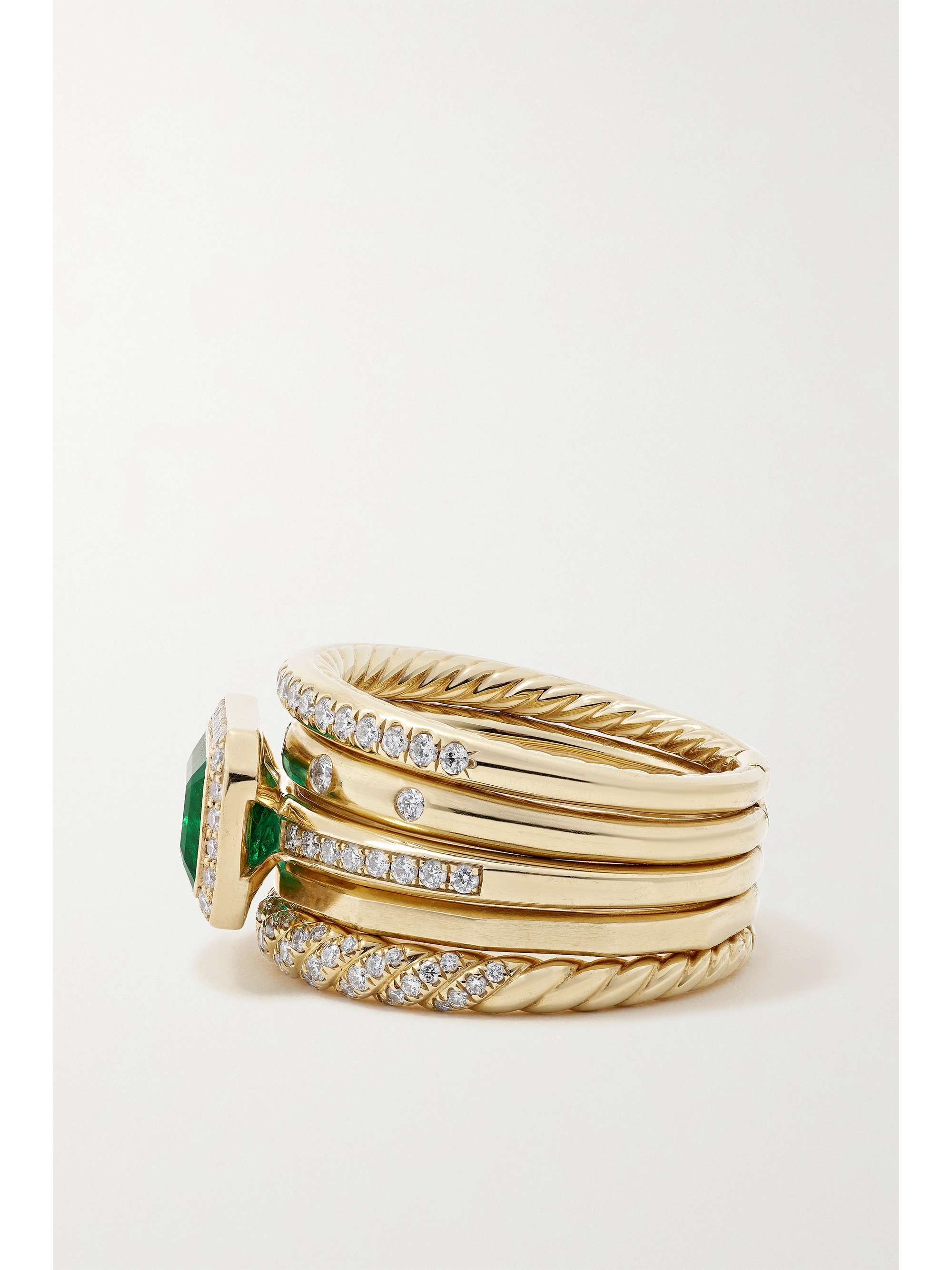 DAVID YURMAN Stax 18-karat gold, emerald and diamond ring