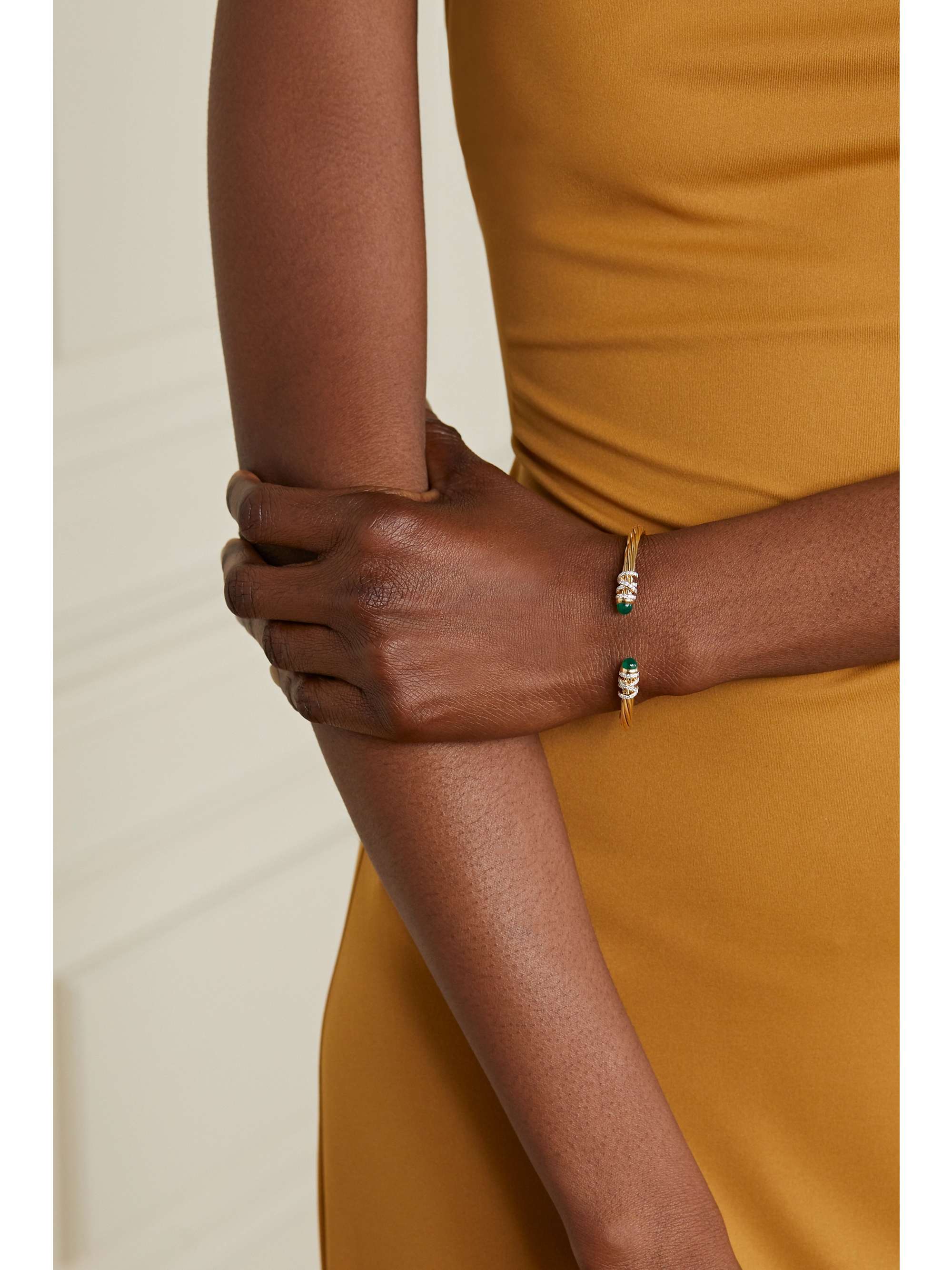 DAVID YURMAN Helena 18-karat gold, emerald and diamond cuff