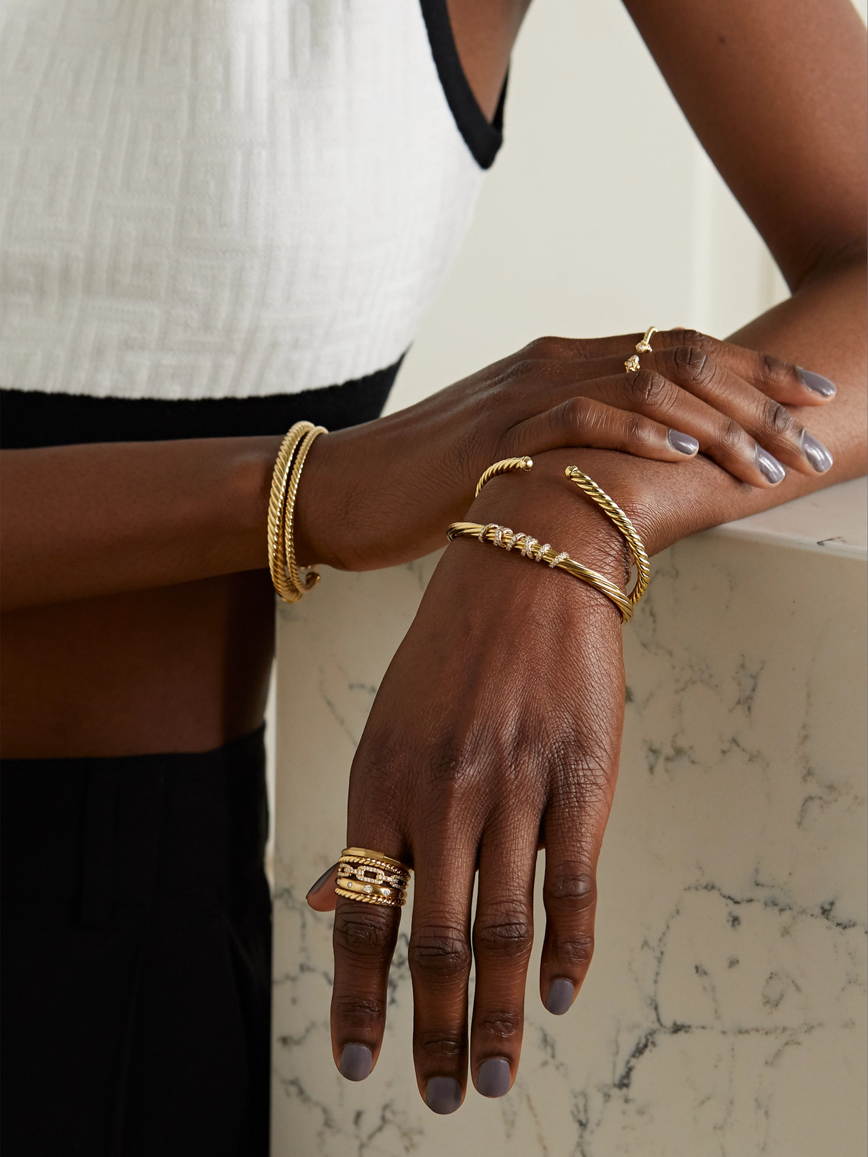 David Yurman Helena 18-karat Gold Diamond Cuff In Gold