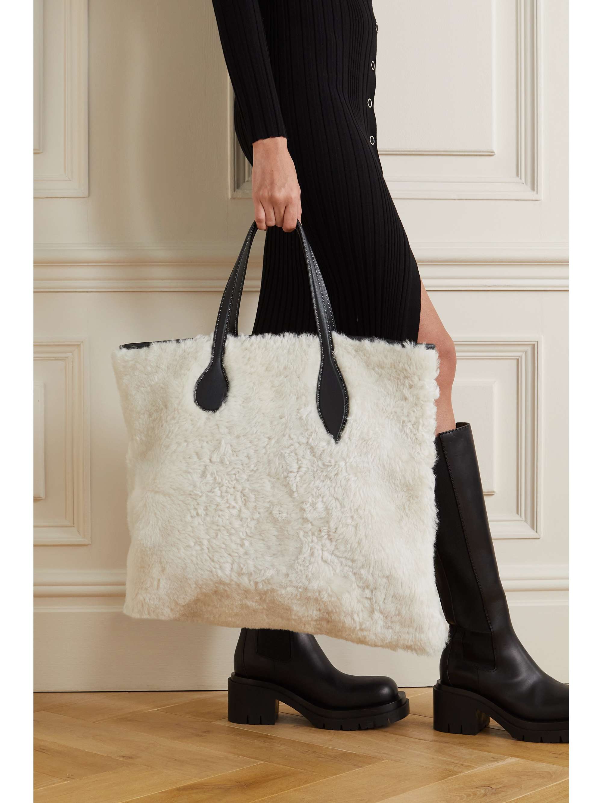 shearling tote bag