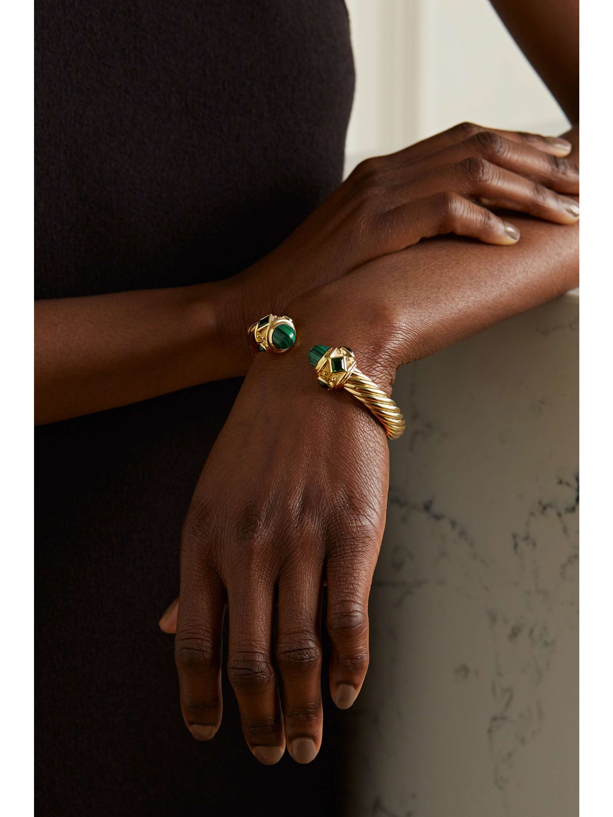 DAVID YURMAN Renaissance 18-karat gold, malachite and diopside cuff