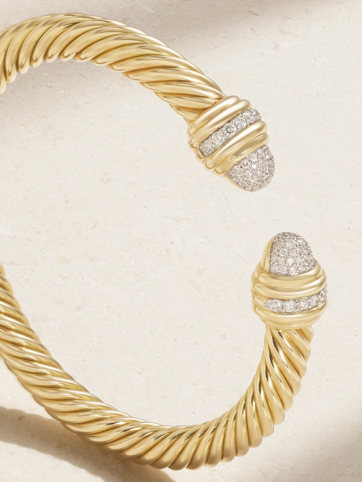 Shop David Yurman Cable 18-karat Gold Diamond Cuff