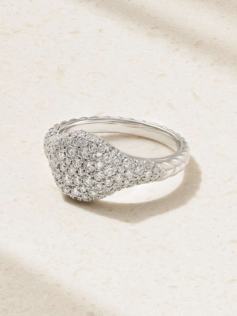 David Yurman Mini Chevron 18-karat White Gold Diamond Ring