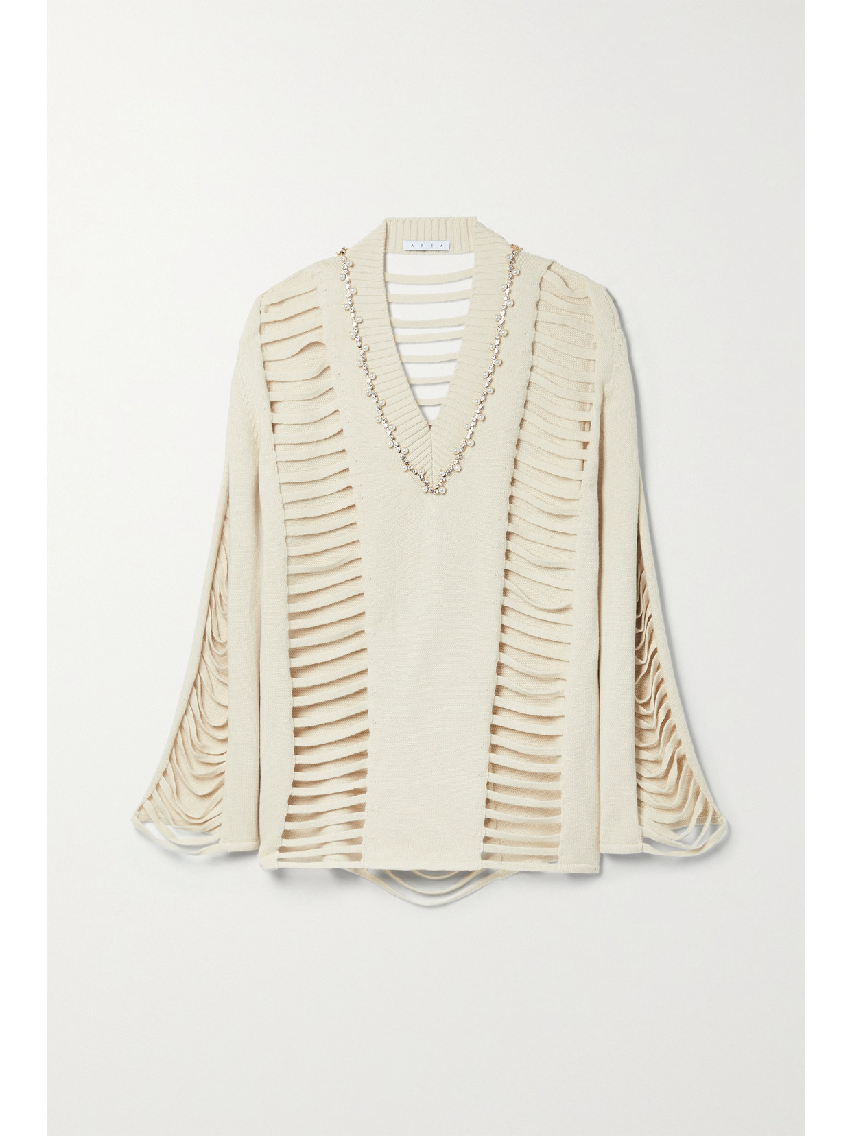 Cutout Embellished Cashmere And Cotton-blend Sweater