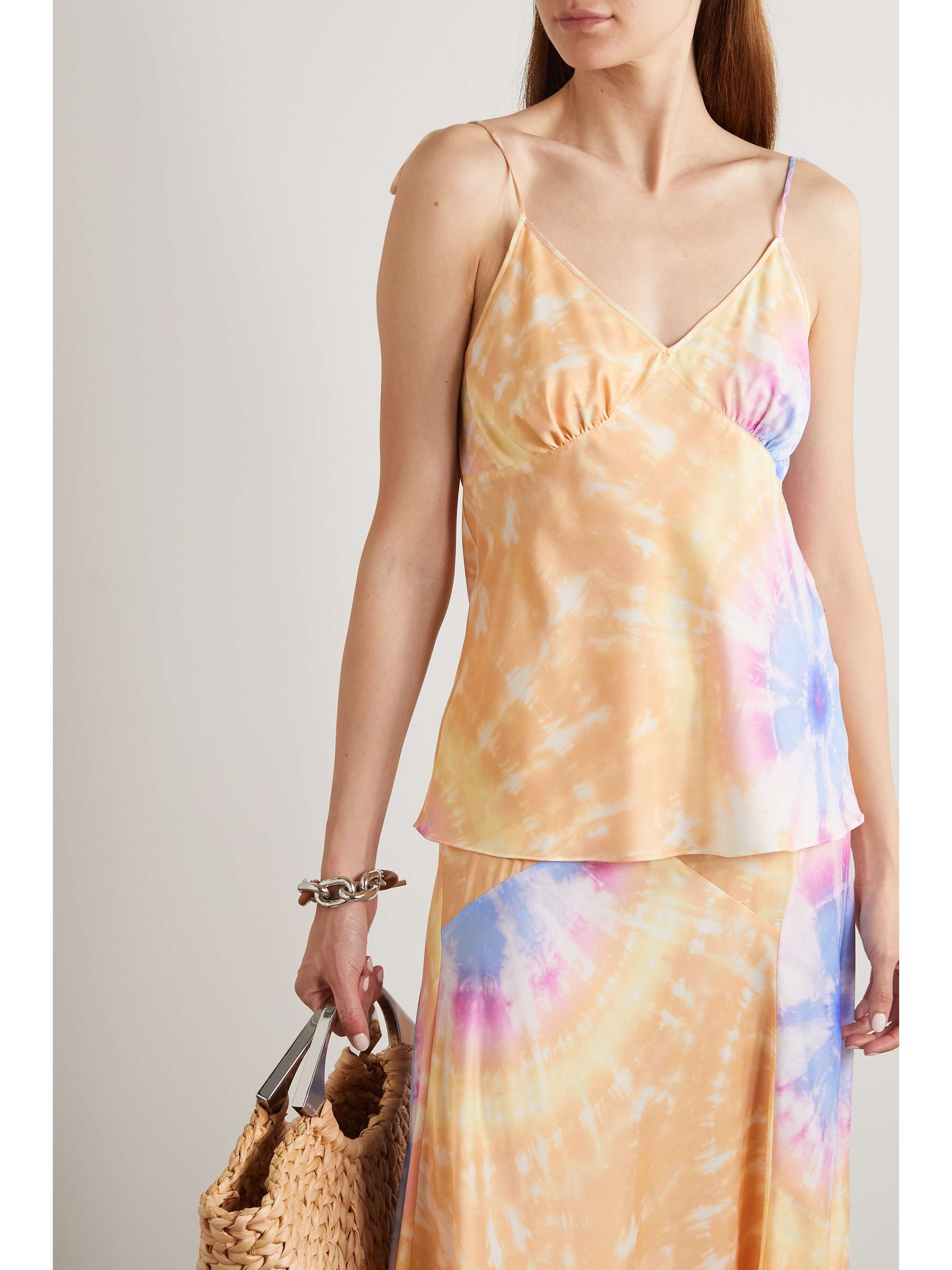 Cream Tie-dyed satin camisole | PACO 