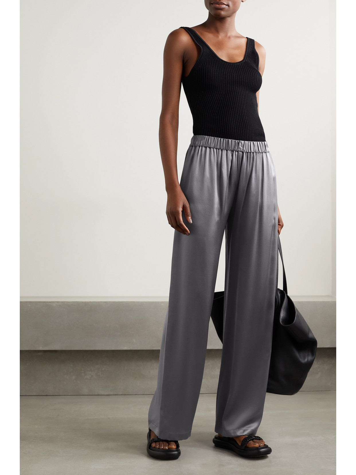 SABLYN DENVER SILK-SATIN WIDE-LEG PANTS
