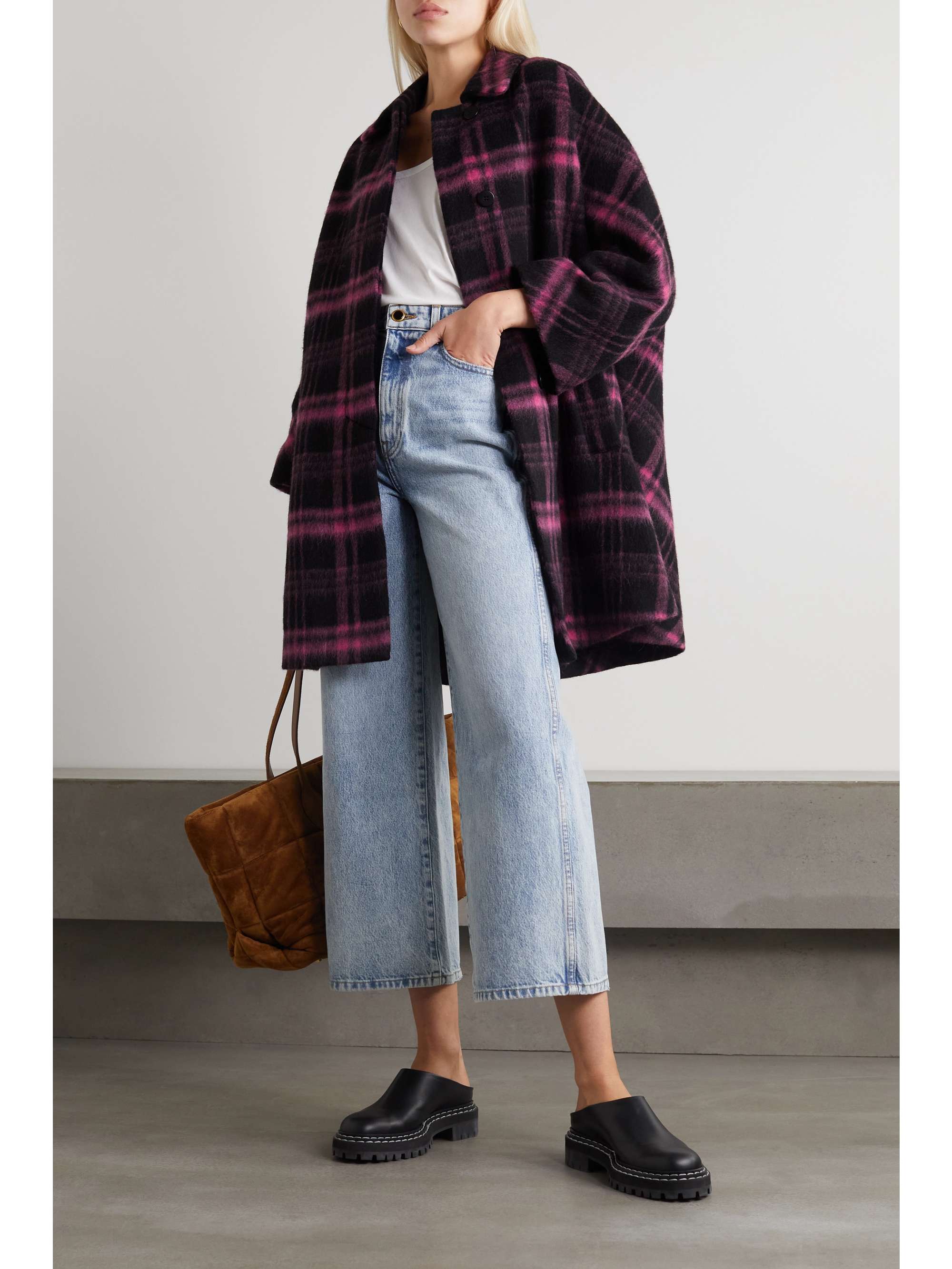 checked wool coat
