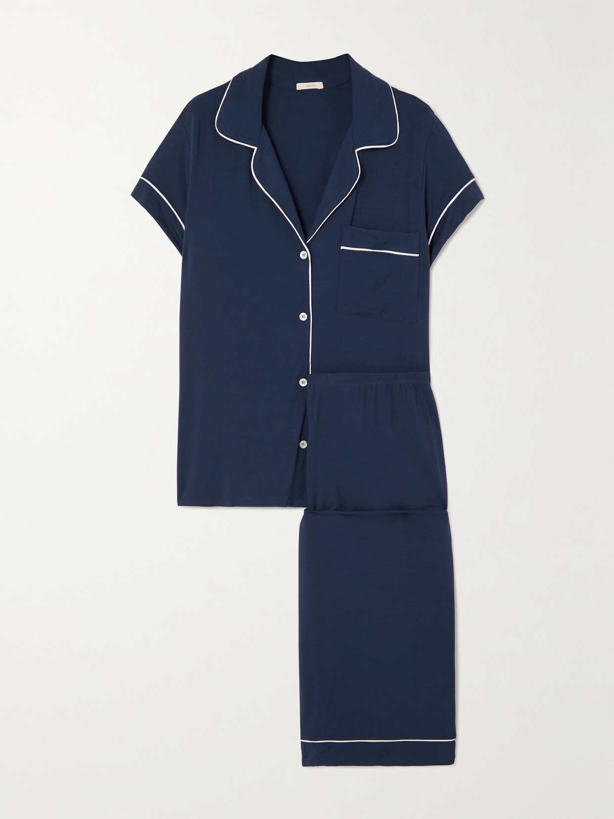 Eberjey Gisele Short Sleeve Long Pant Pajama Set In Navy