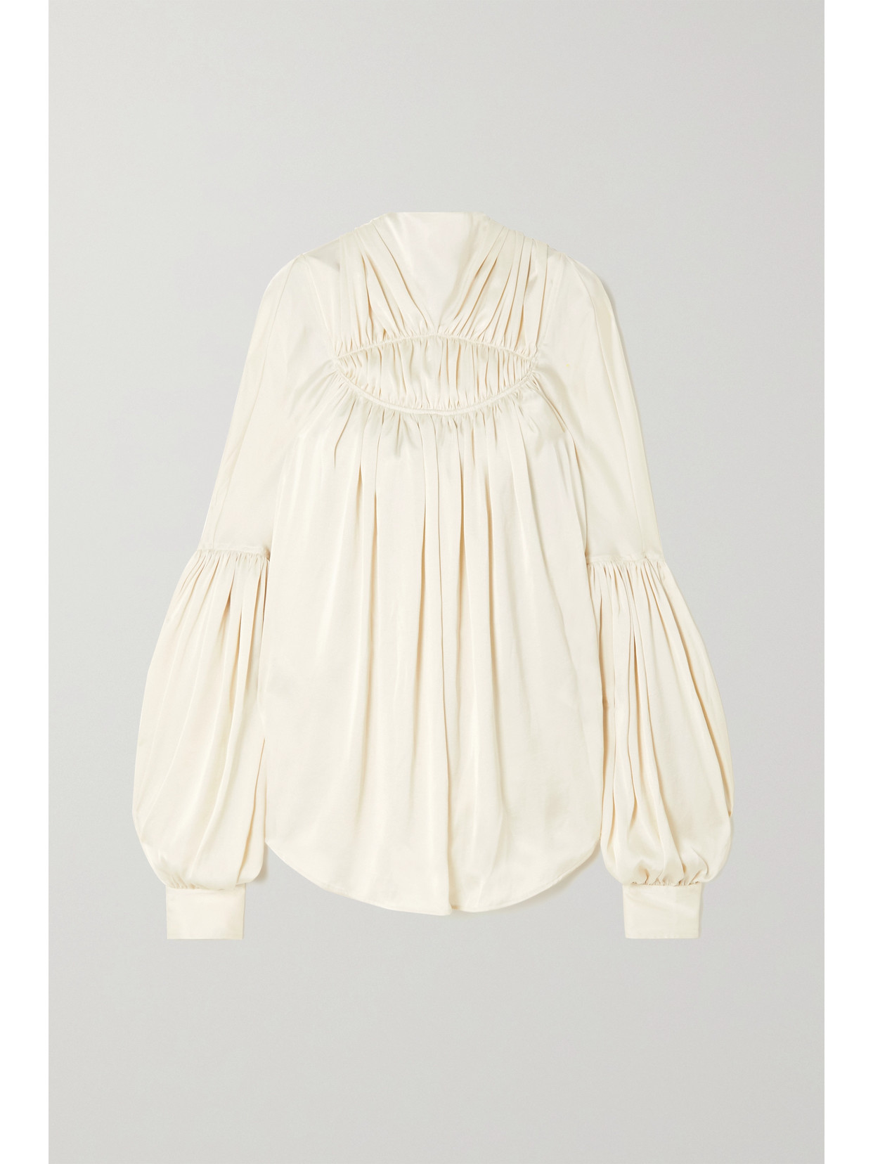 Jw Anderson Gathered Satin Blouse In Ivory | ModeSens 