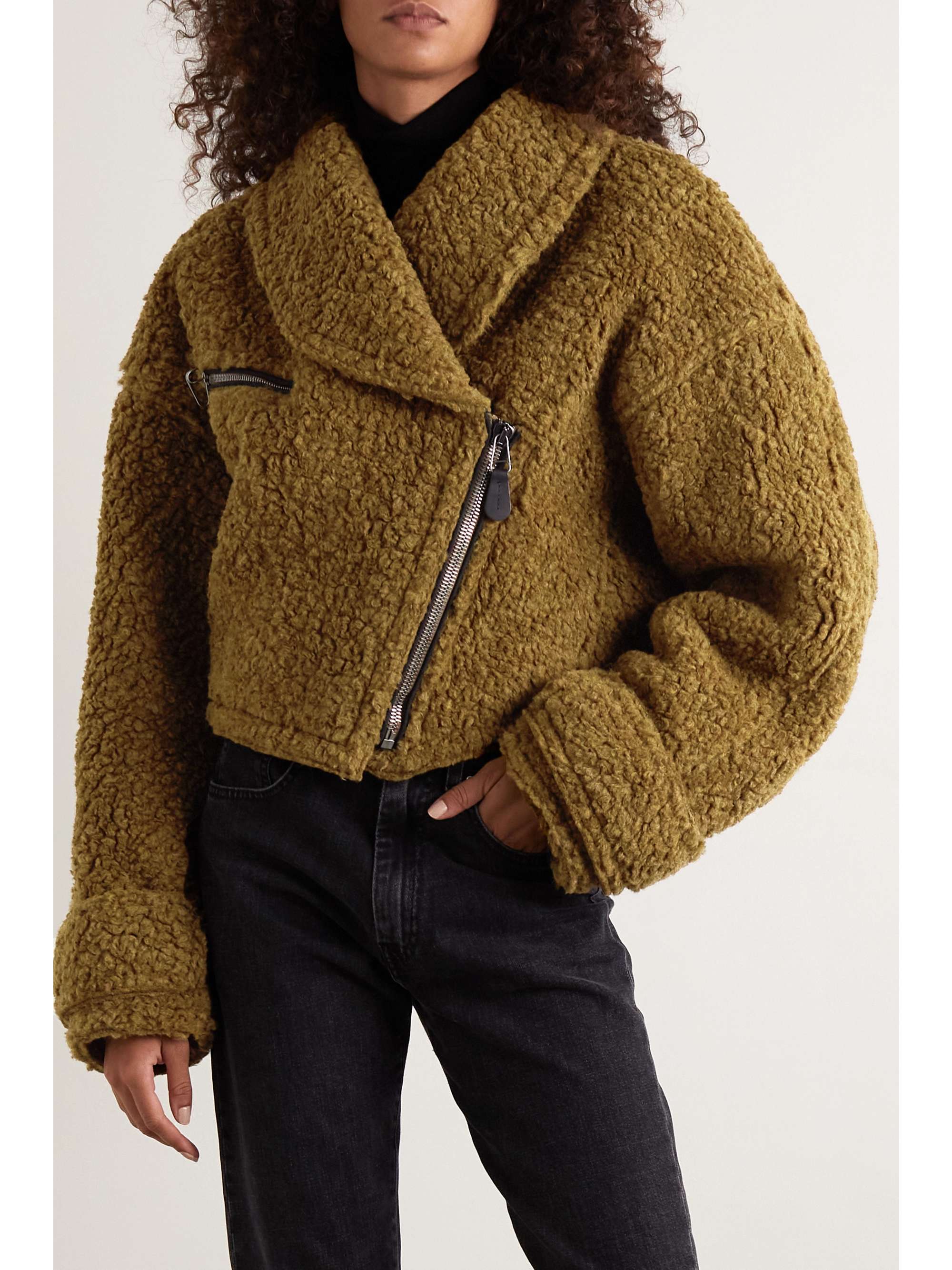 faux shearling cropped jacket