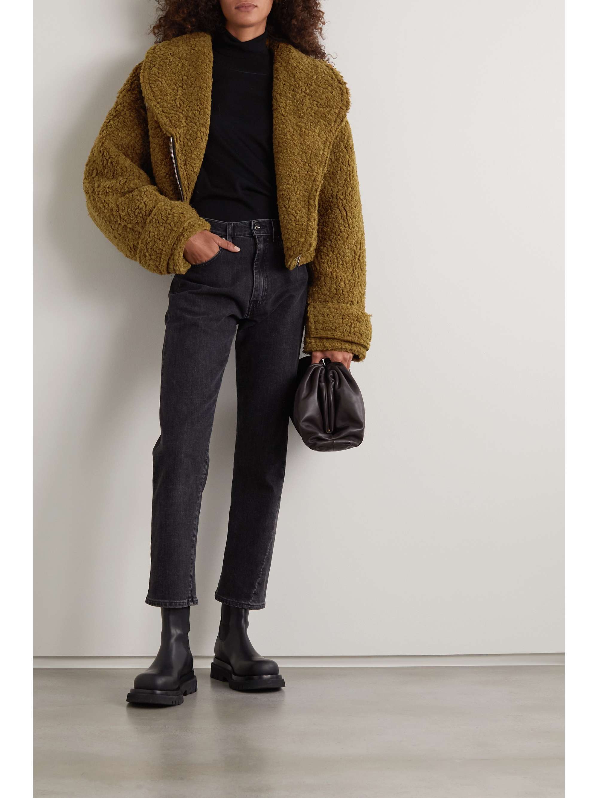 crop shearling jacket