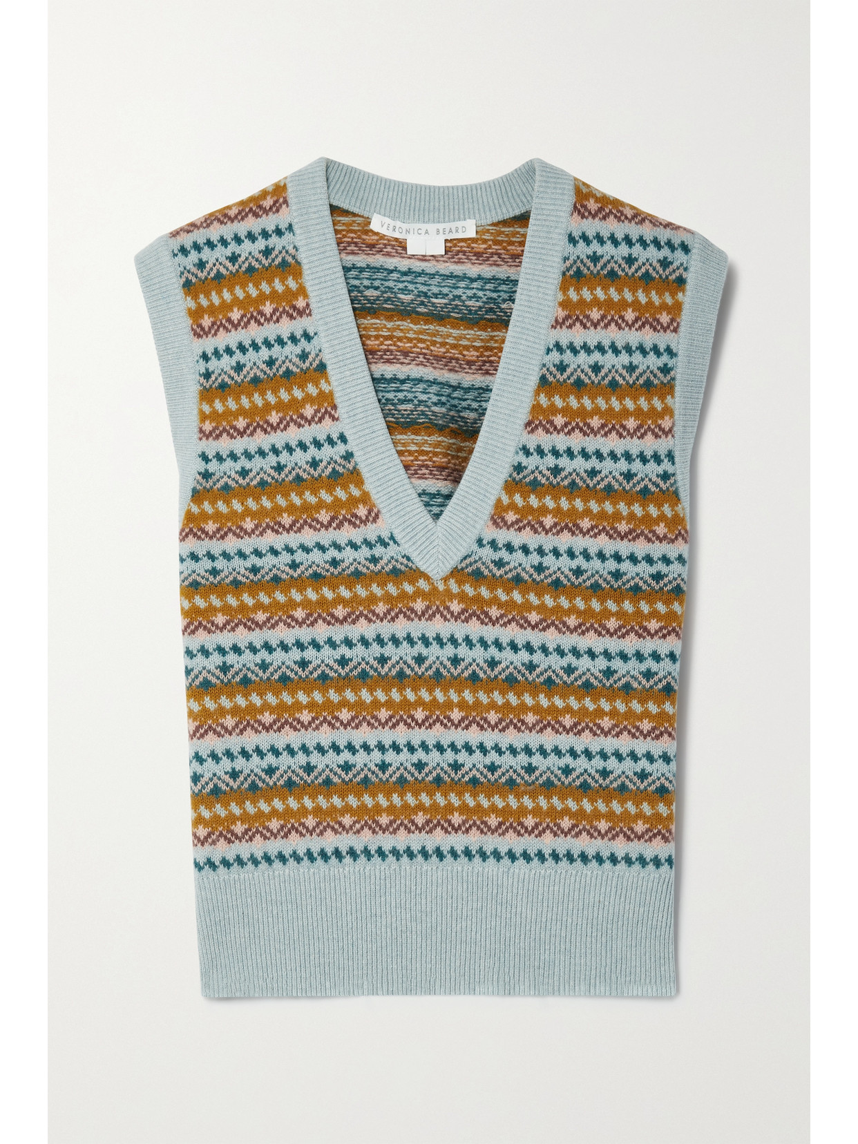 Veronica Beard Helenka Intarsia Merino Wool-blend Tank In Orange