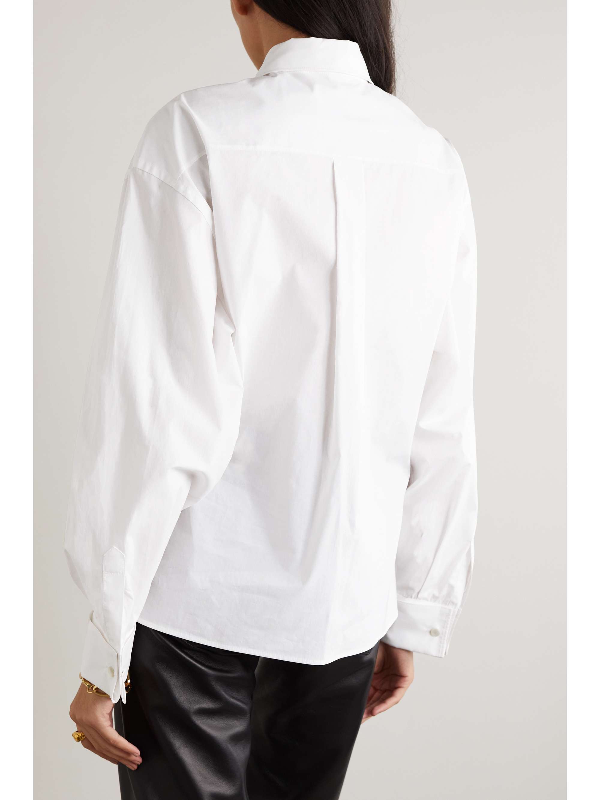 White Pussy-bow embroidered cotton 