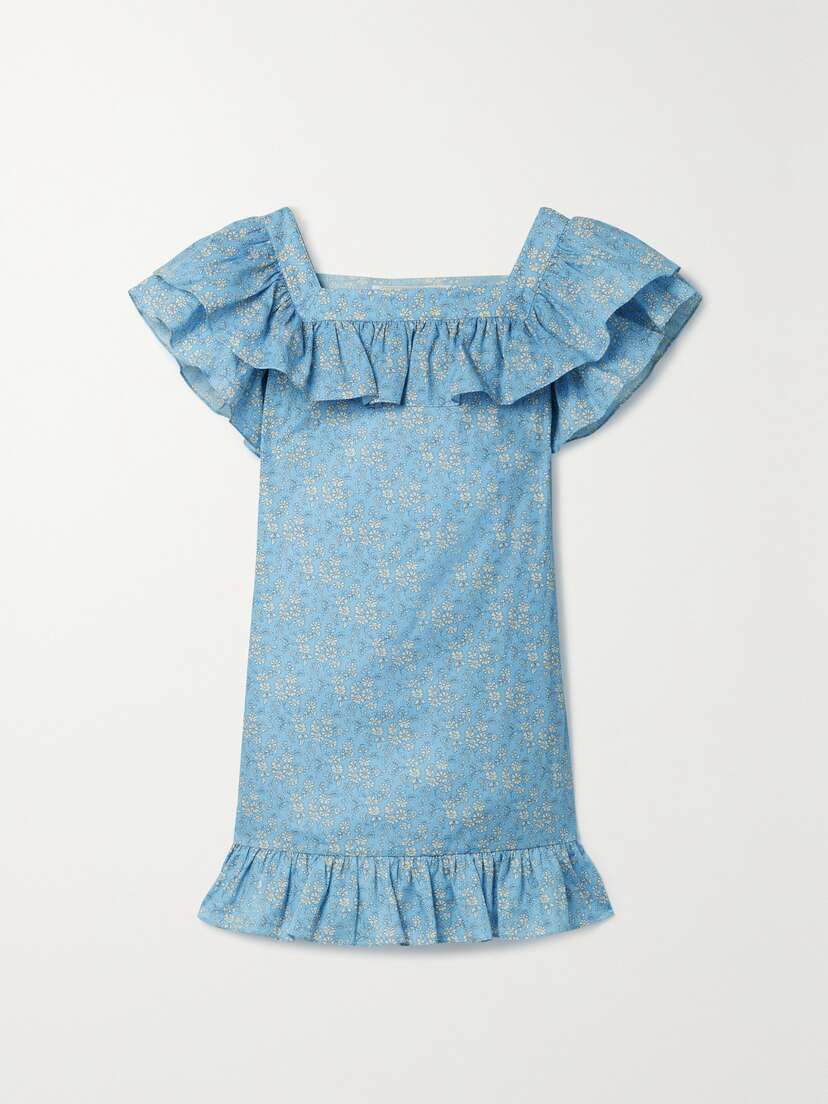 The Vampire's Wife The Cry Baby Ruffled Floral-print Cotton And Linen-blend Mini Dress