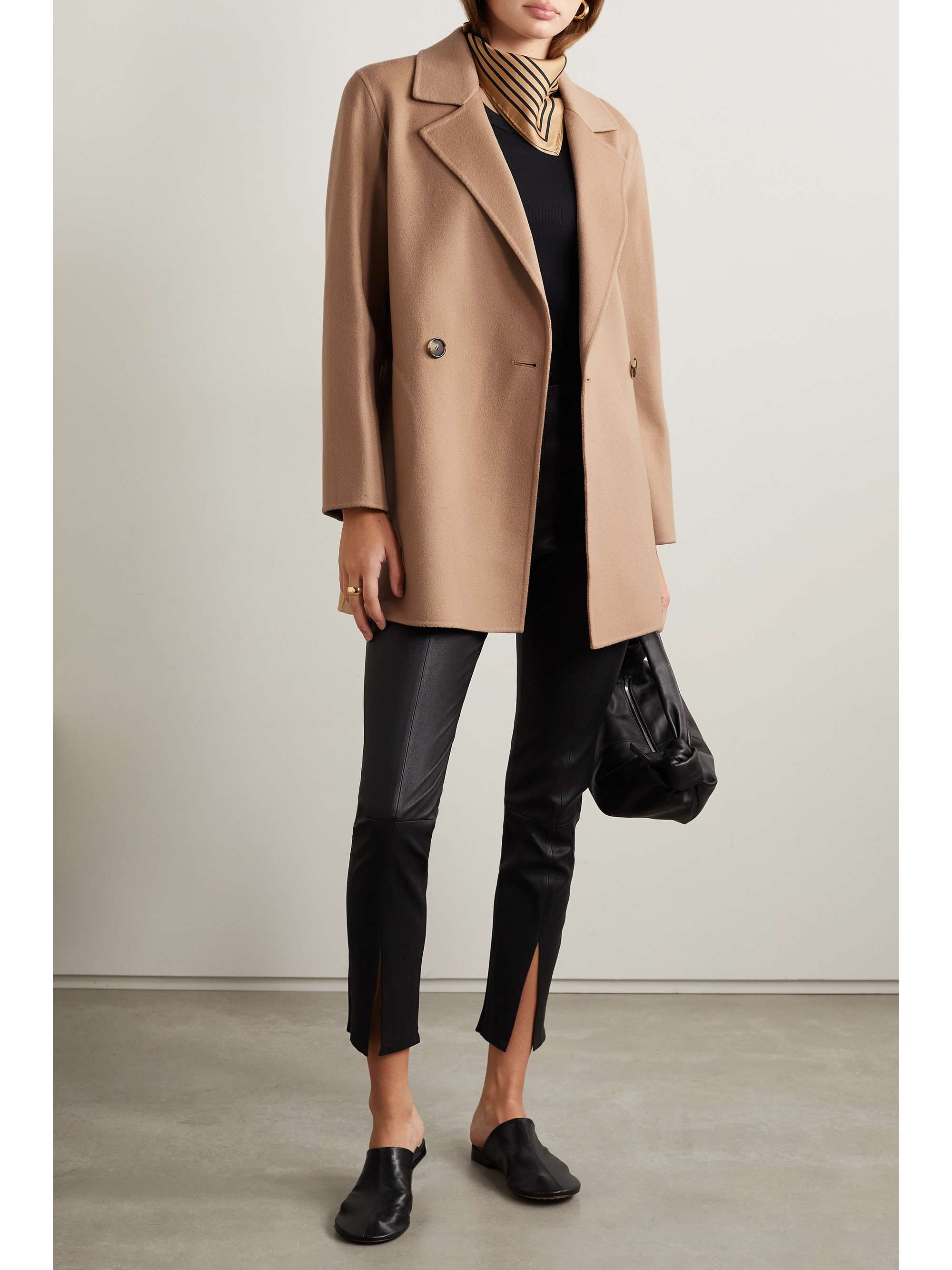 double breasted wool blend coat