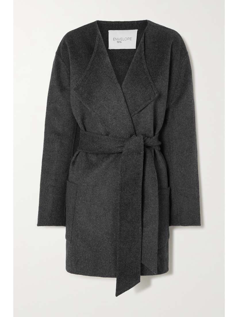ENVELOPE1976 Pisa Belted Draped Wool Coat