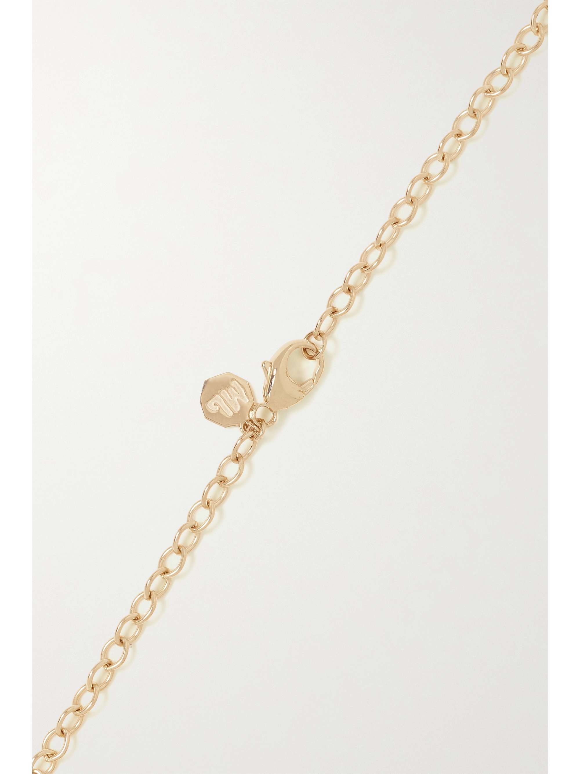 MARLO LAZ Mini Porte Bonheur Coin 14-karat gold, enamel and alexandrite anklet