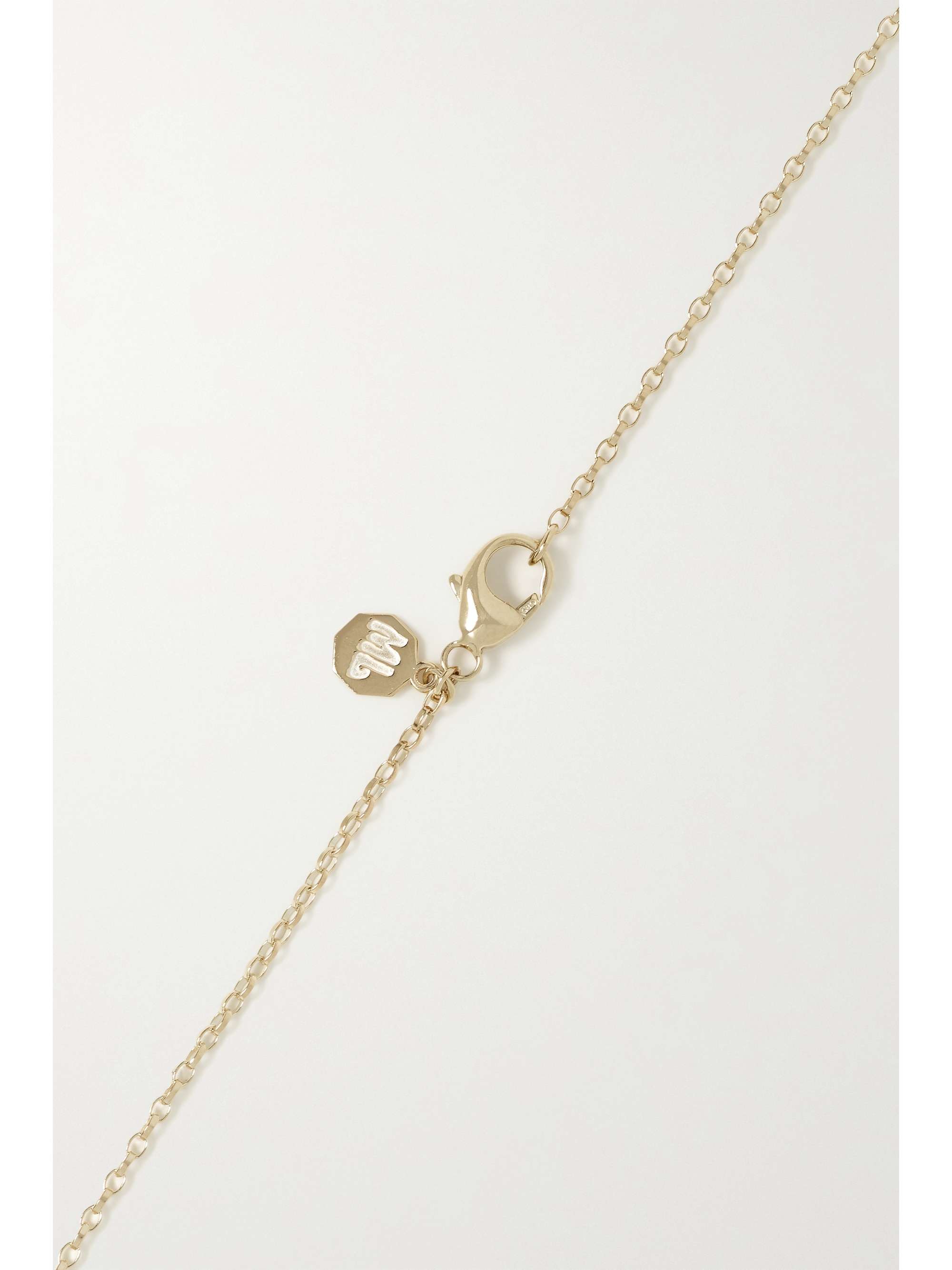 MARLO LAZ Mini Porte Bonheur 14-karat white gold, enamel and diamond necklace