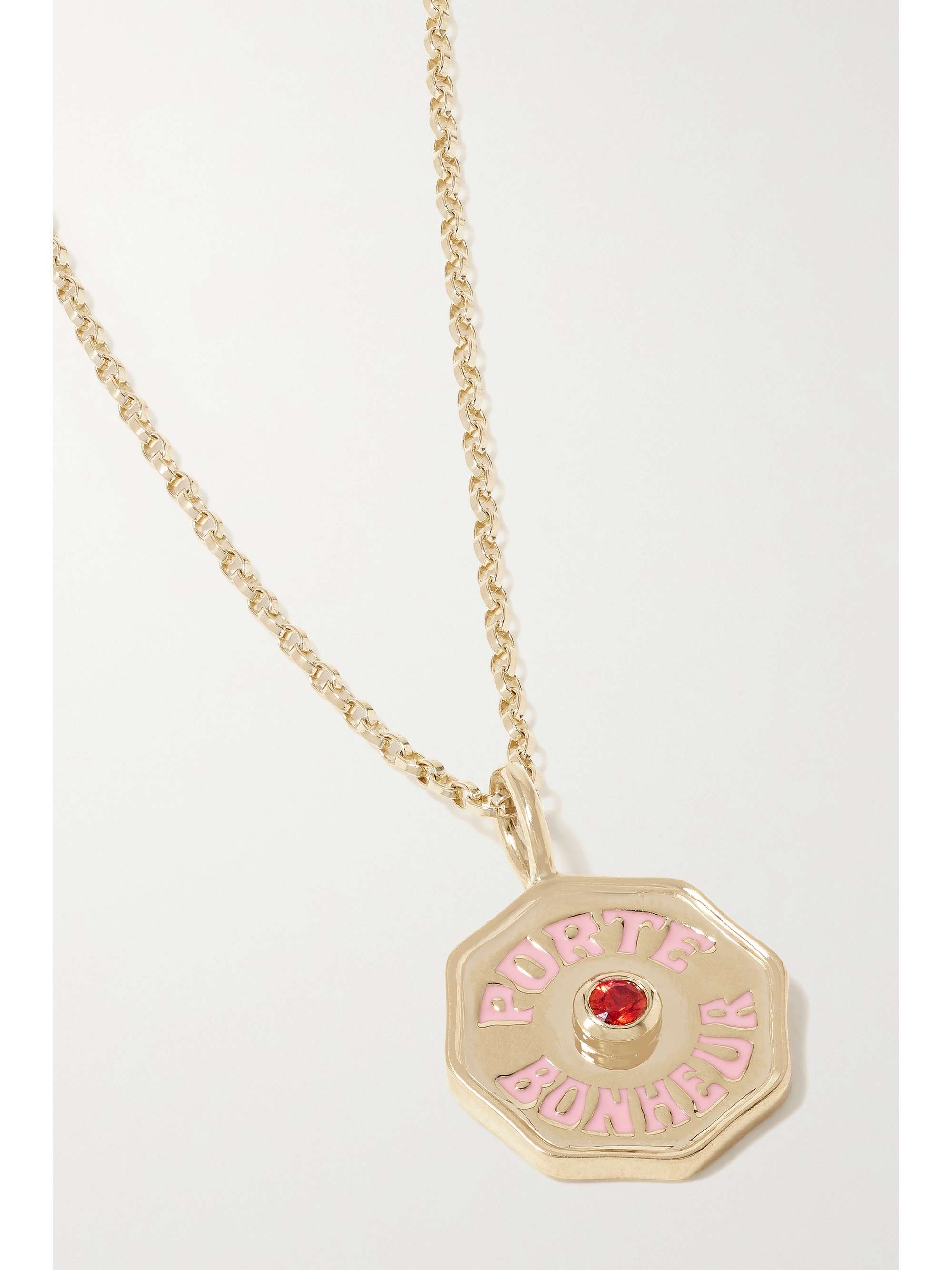 MARLO LAZ Mini Porte Bonheur 14-karat white gold, enamel and diamond necklace