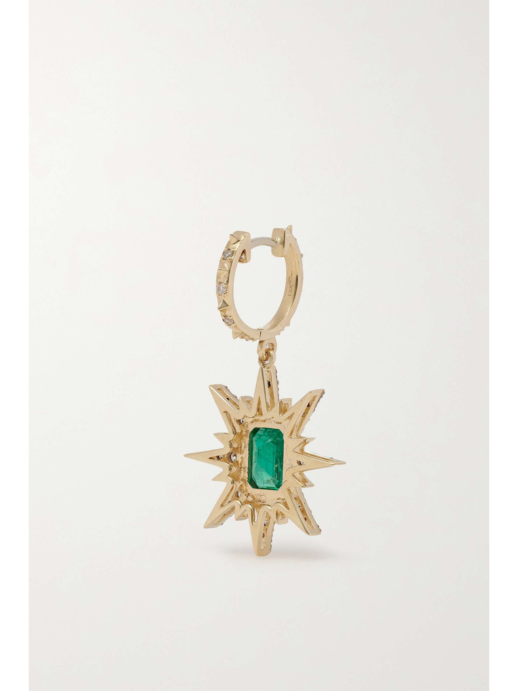 MARLO LAZ Genevieve Starburst 14-karat gold, emerald and diamond earrings