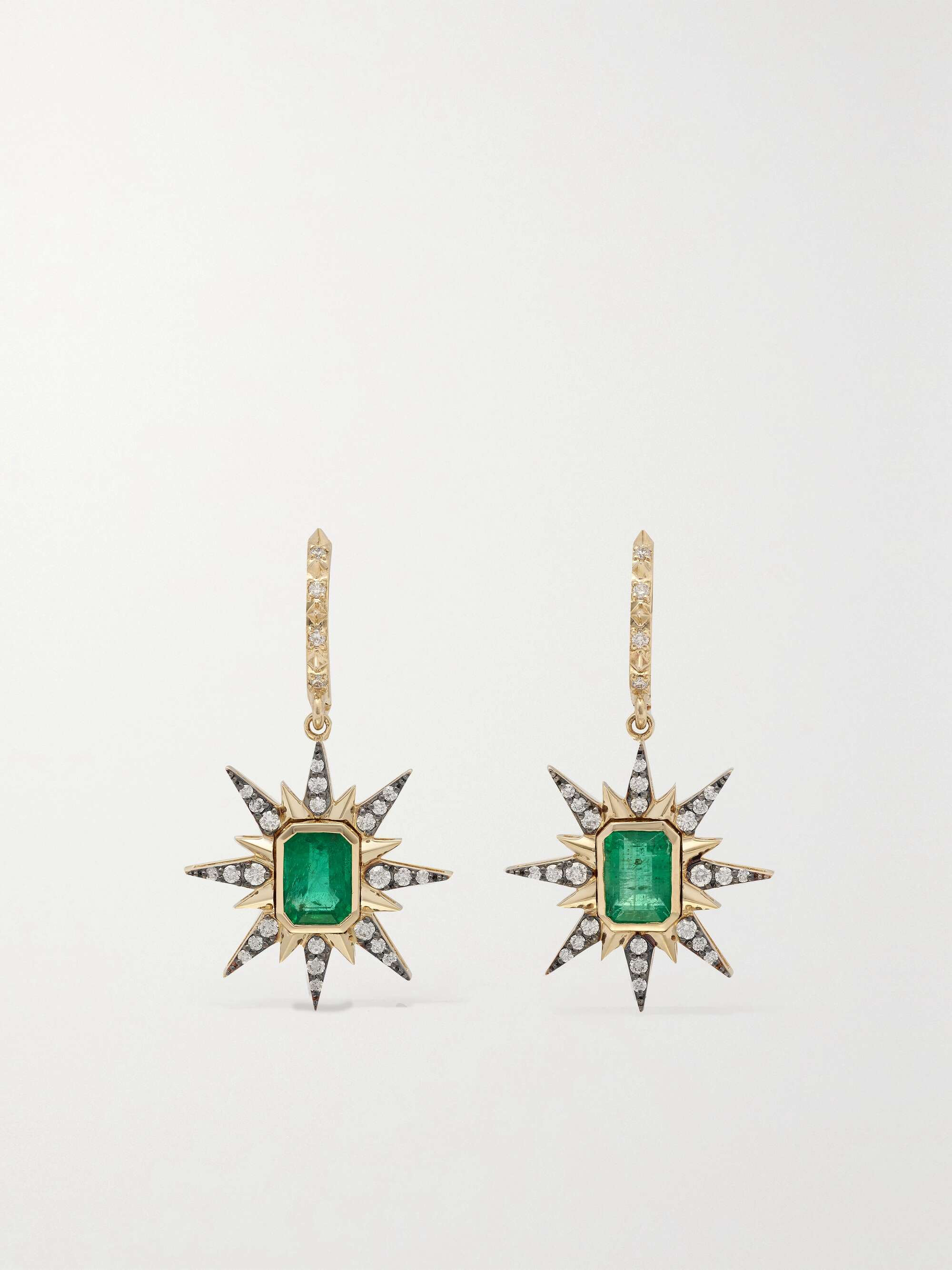 MARLO LAZ Genevieve Starburst 14 karat gold emerald and diamond