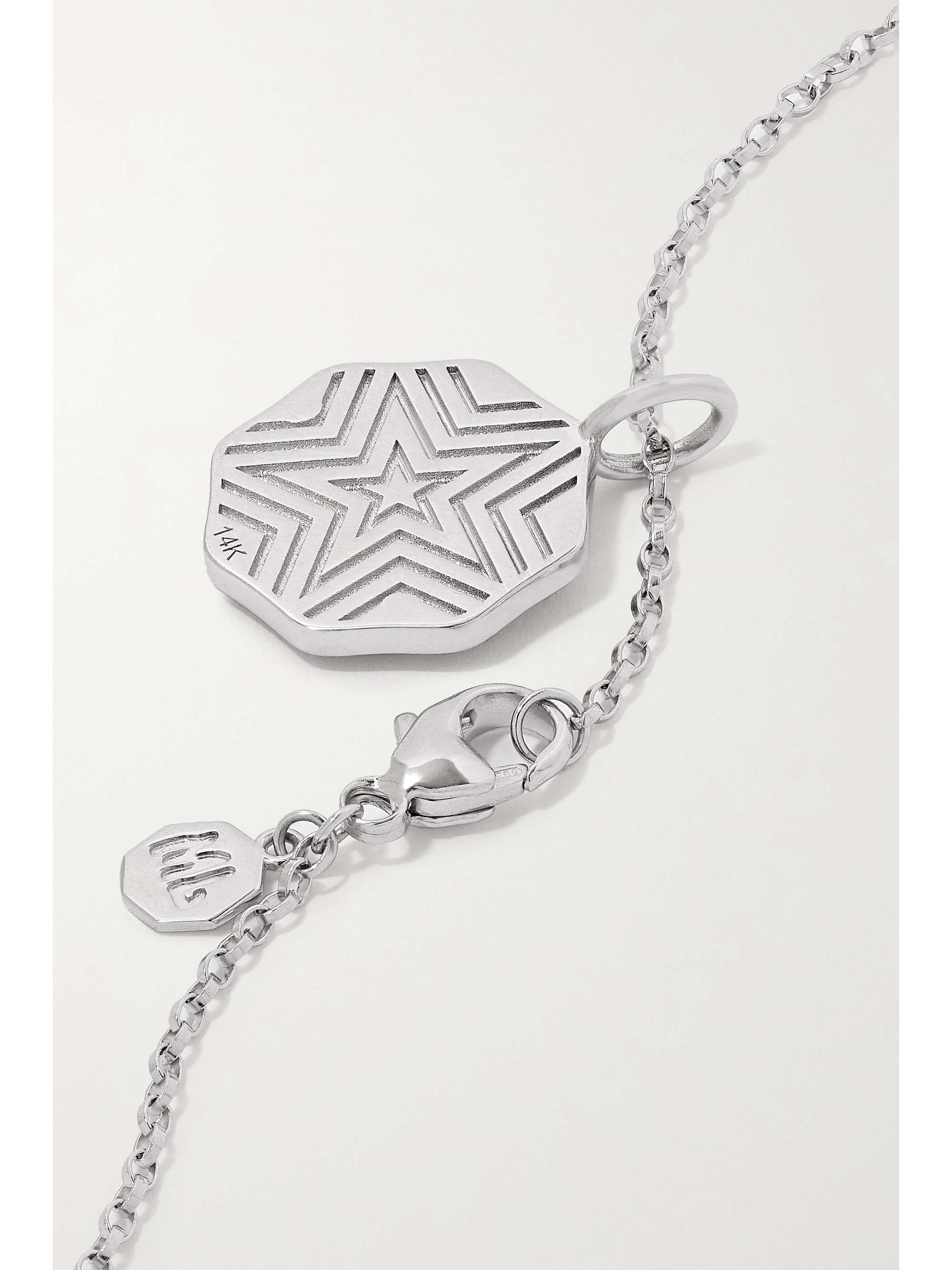 MARLO LAZ Mini Porte Bonheur 14-karat white gold, enamel and diamond necklace