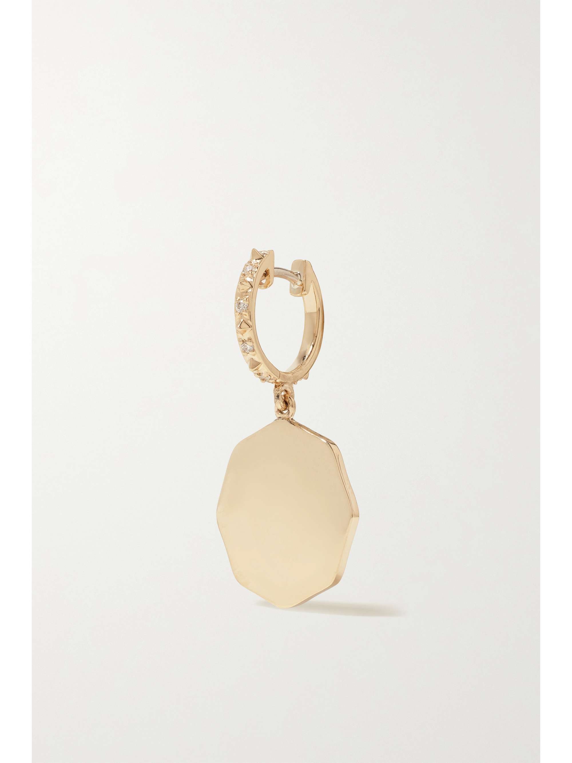 MARLO LAZ Wee Porte Bonheur Creolen aus 14 Karat Gold mit Emaille und Diamanten