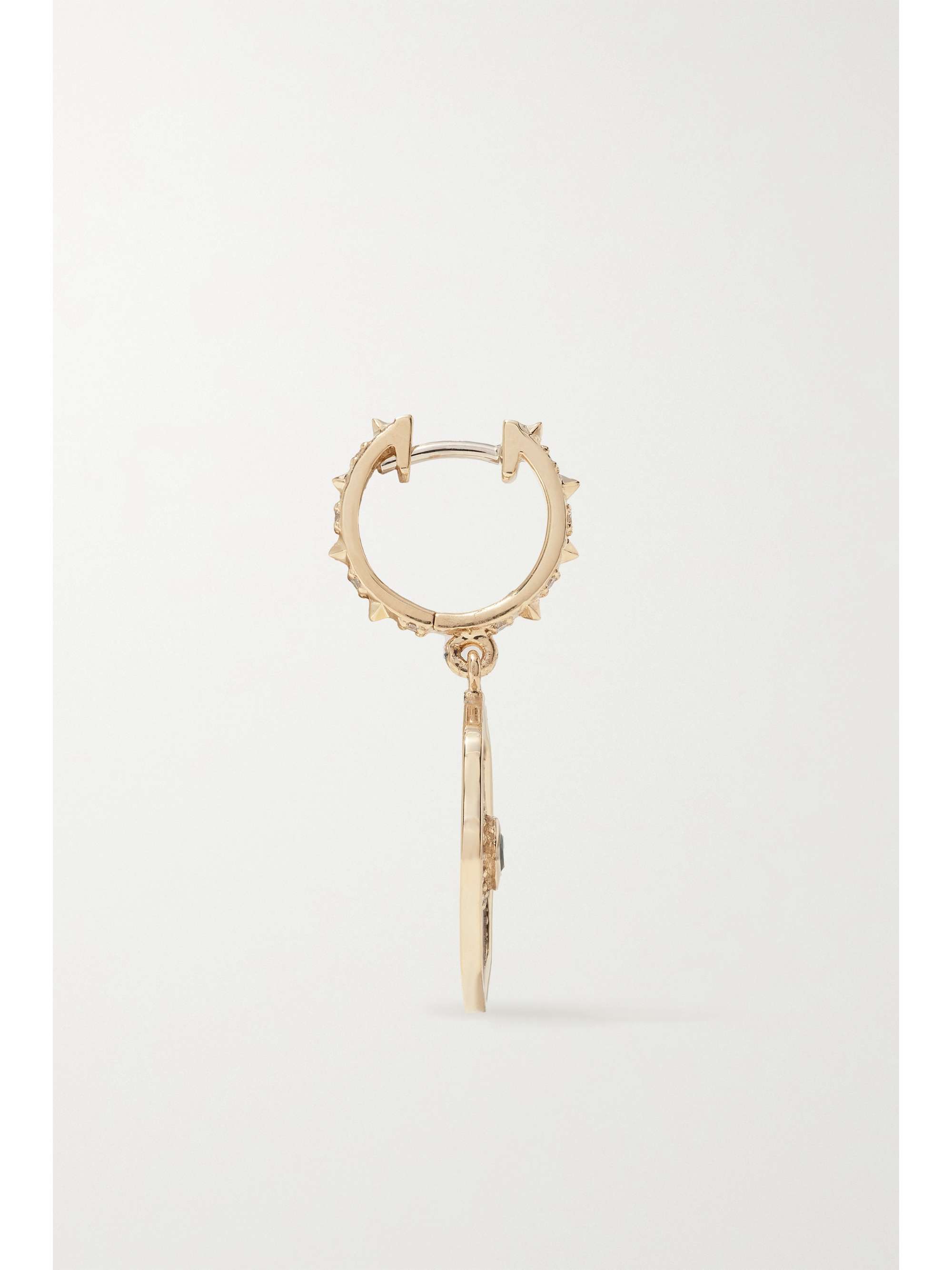 MARLO LAZ Wee Porte Bonheur Creolen aus 14 Karat Gold mit Emaille und Diamanten