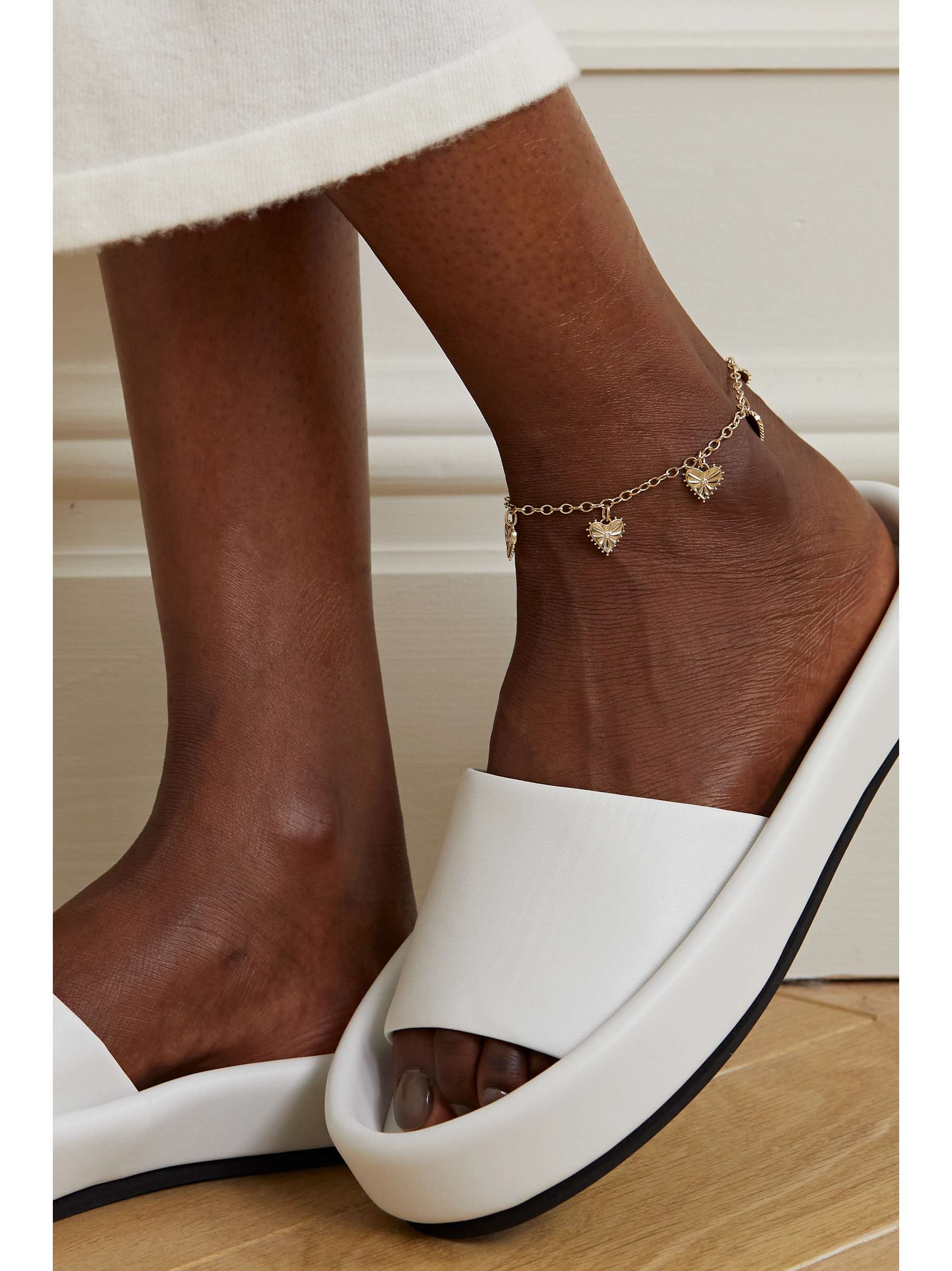 MARLO LAZ Agape 14-karat gold diamond anklet