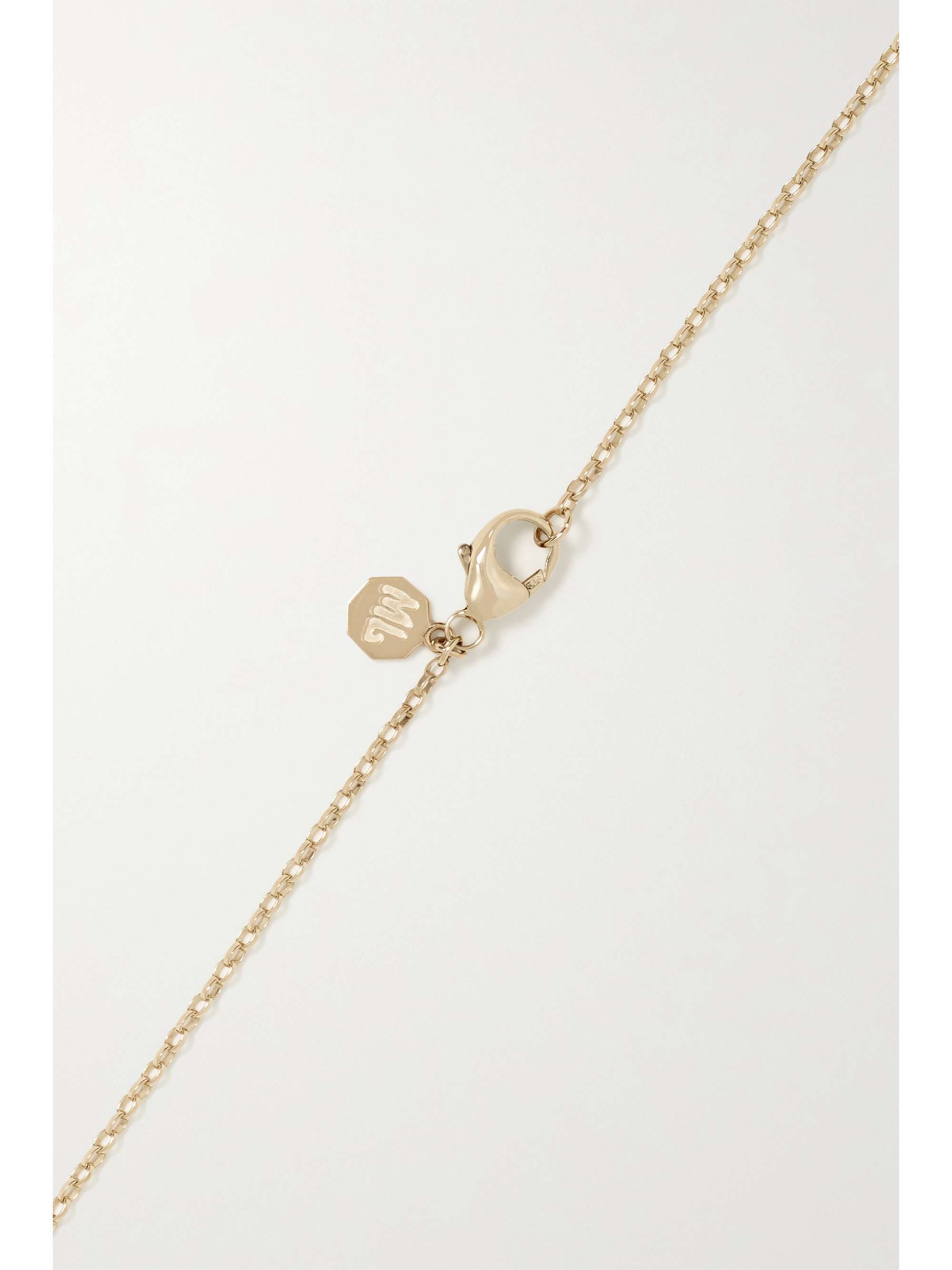 MARLO LAZ Mini Porte Bonheur 14-karat white gold, enamel and diamond necklace