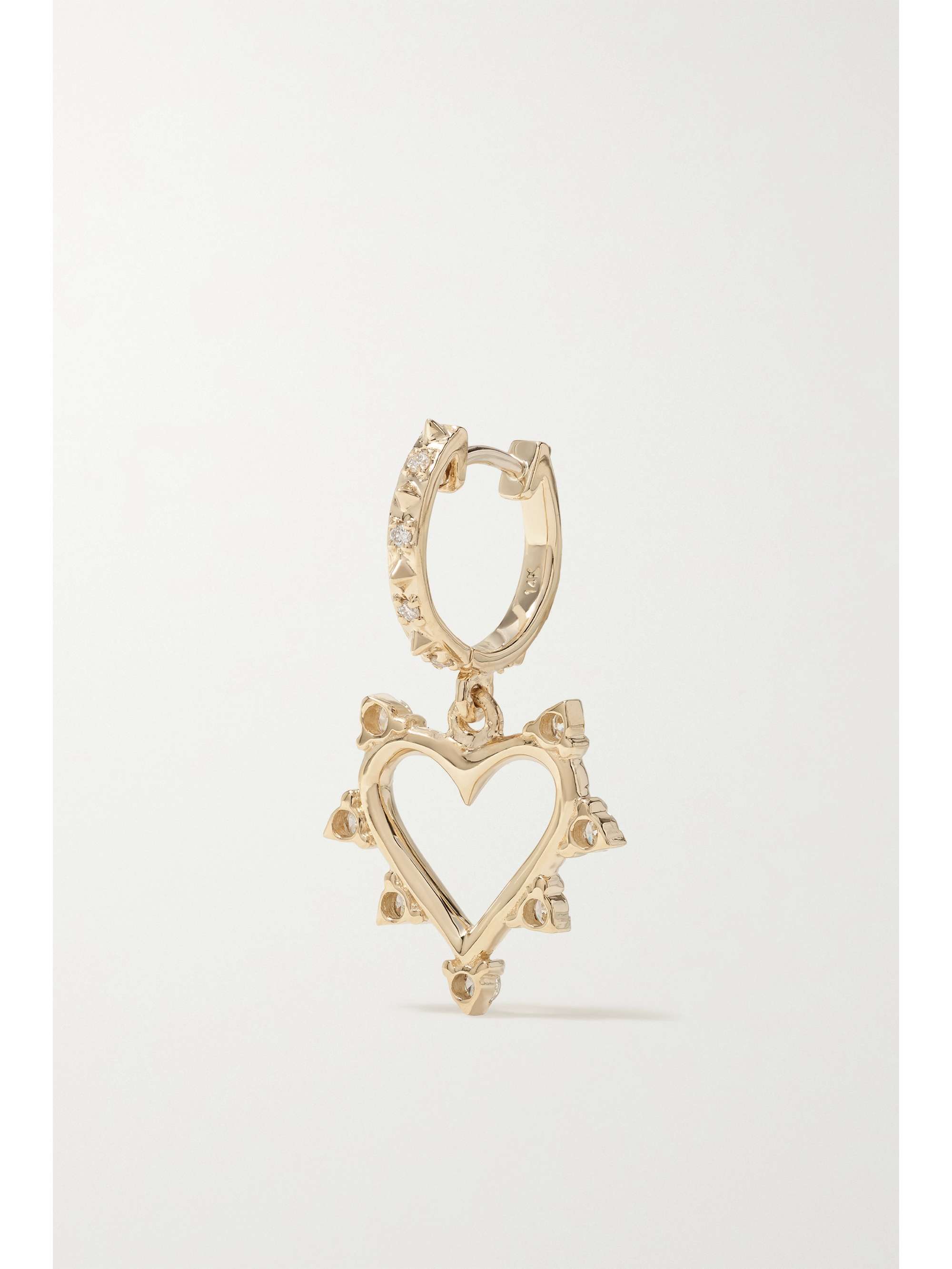 MARLO LAZ Open Heart 14-karat gold diamond earrings
