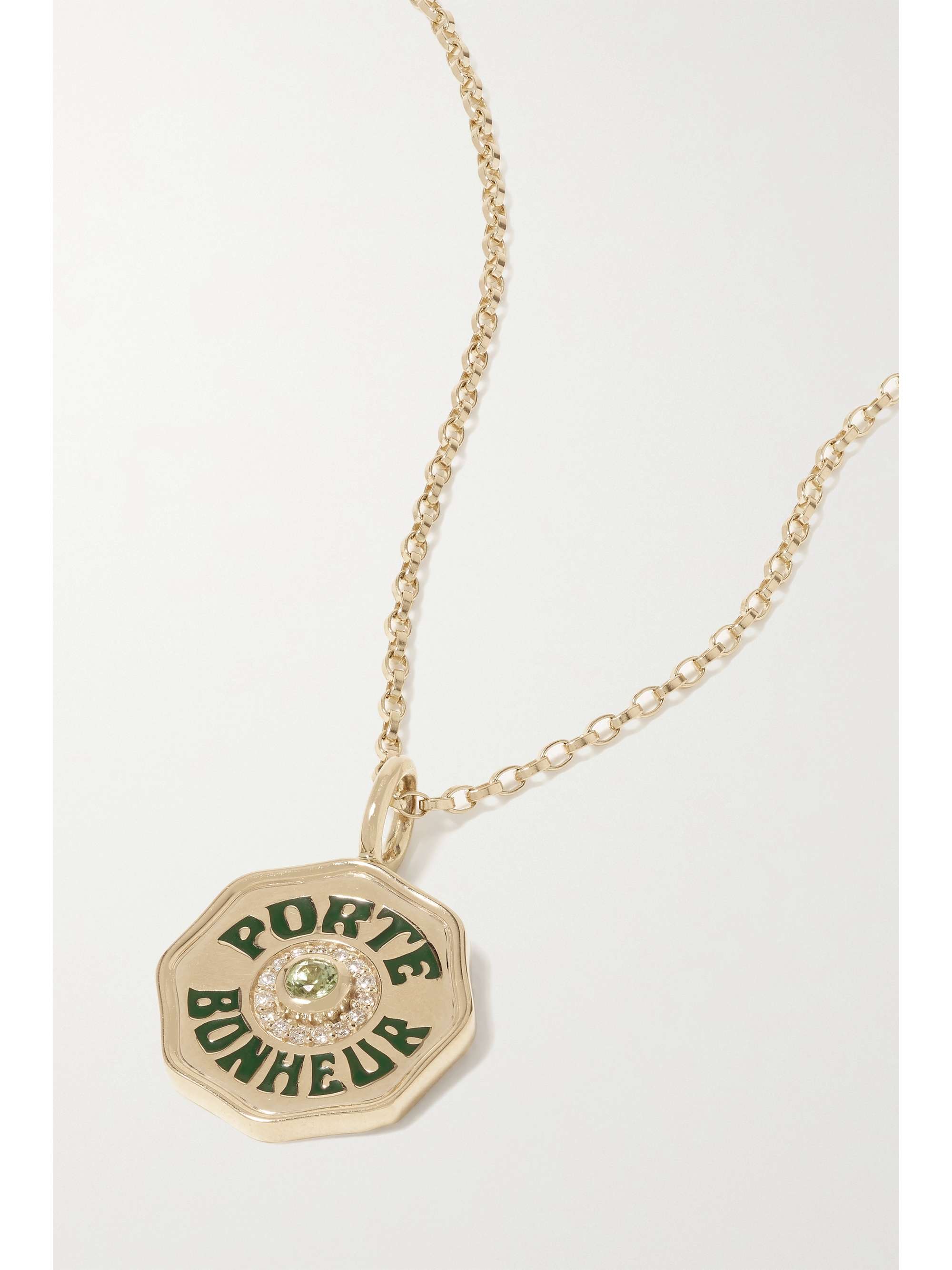 MARLO LAZ Mini Porte Bonheur Kette aus 14 Karat Weißgold mit Diamanten und Emaille