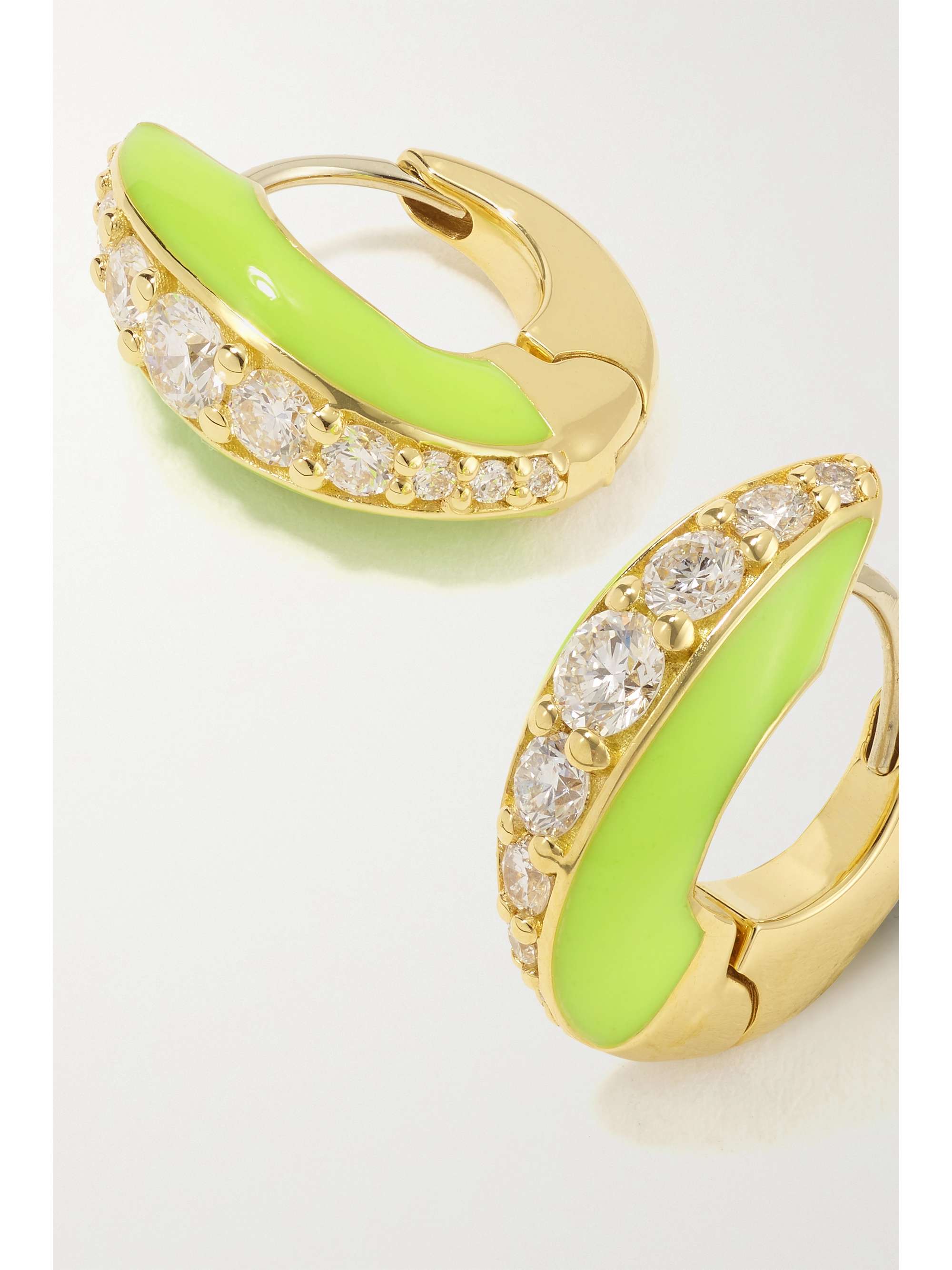 MELISSA KAYE Remi 18-karat gold, diamond and enamel earrings