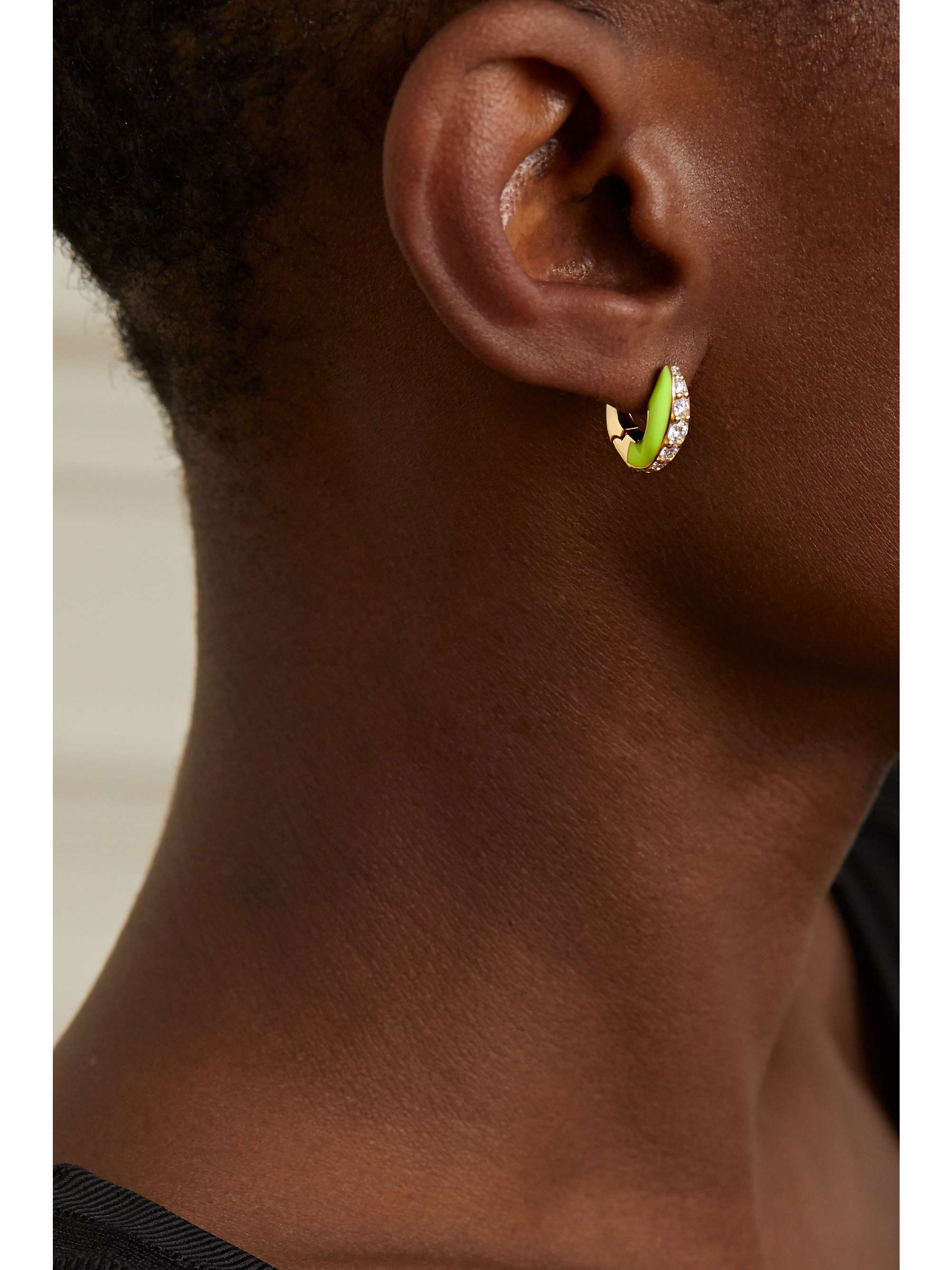 MELISSA KAYE Remi 18-karat gold, diamond and enamel earrings