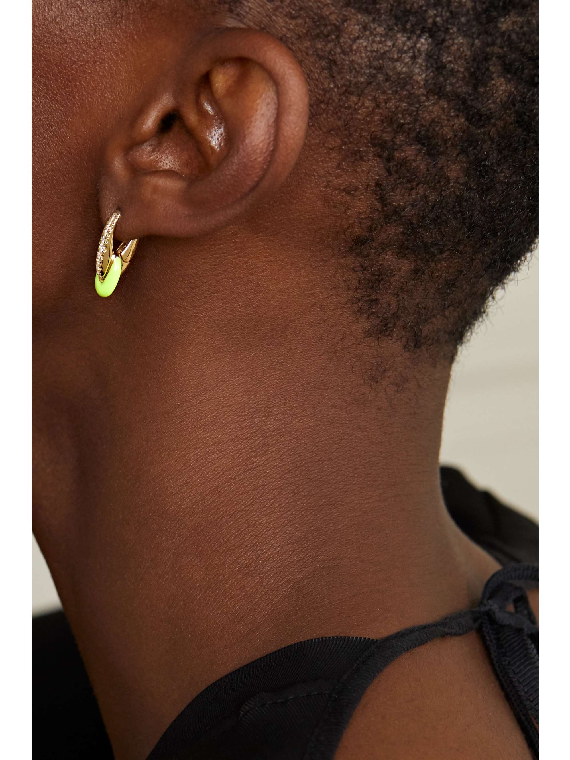 MELISSA KAYE Ada 18-karat gold, diamond and enamel earrings
