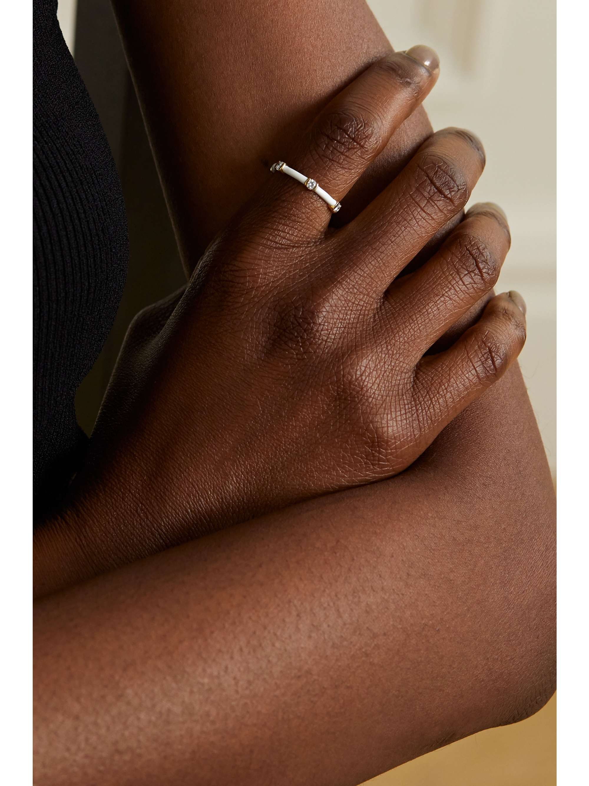 MELISSA KAYE Zea 18-karat gold, enamel and diamond ring