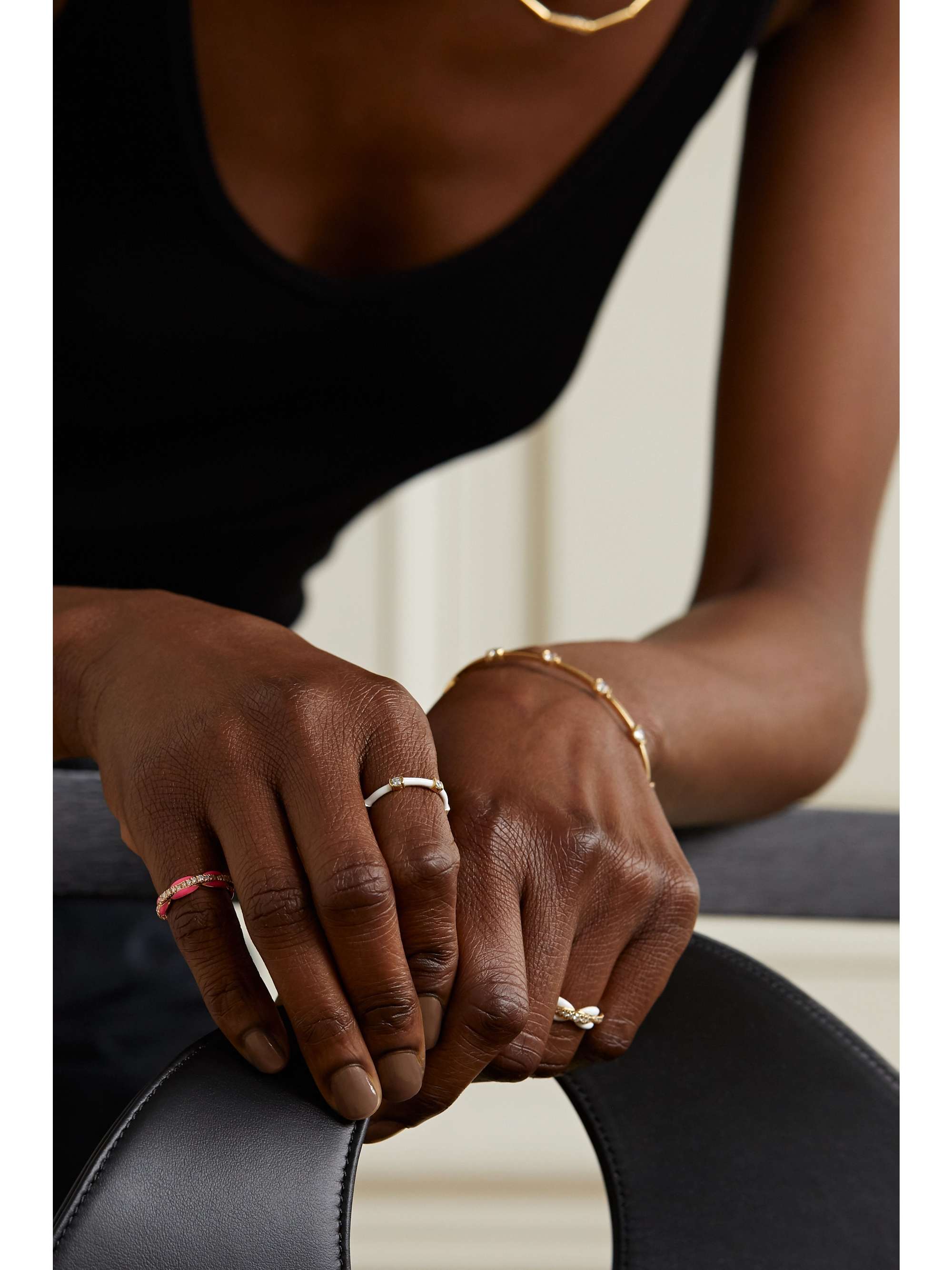 MELISSA KAYE Zea 18-karat gold, enamel and diamond ring