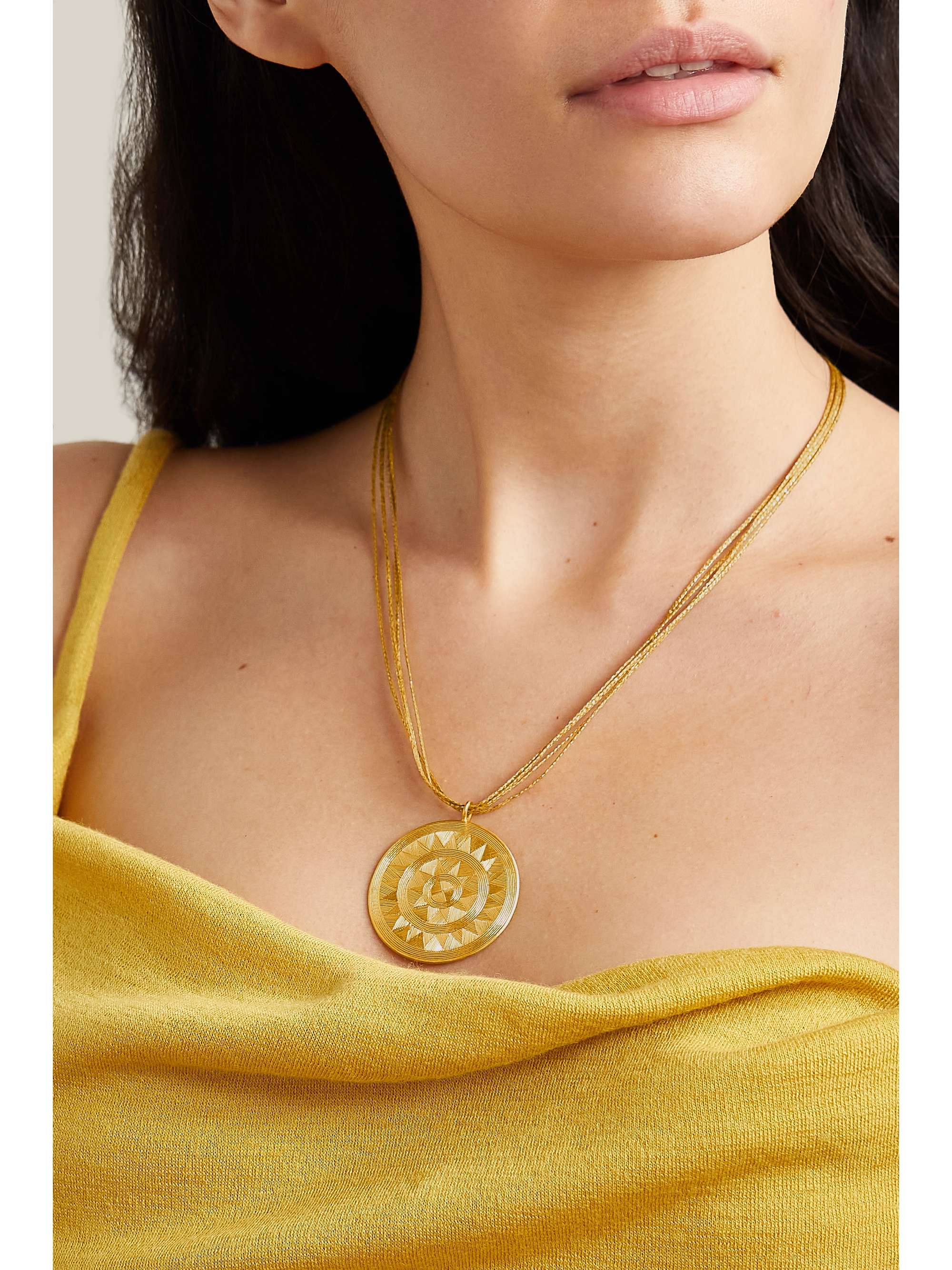 Gold 22-karat gold and cord necklace 