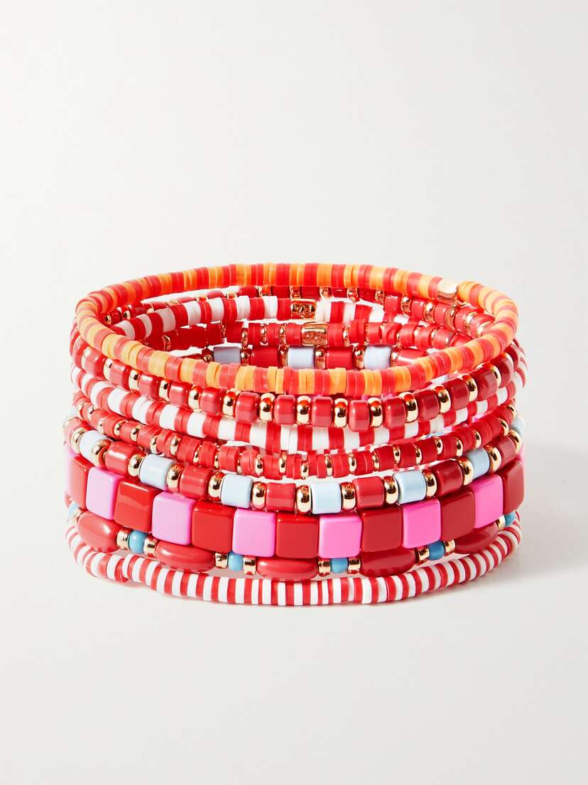 Roxanne Assoulin Colour Therapy Set Of Eight Enamel And Gold-tone Bracelets