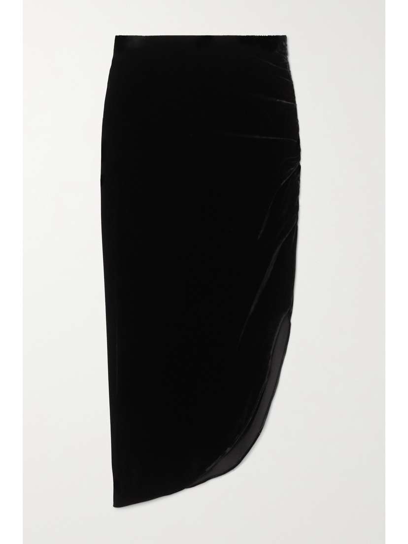 Veronica Beard Herst Asymmetric Velvet Midi Skirt