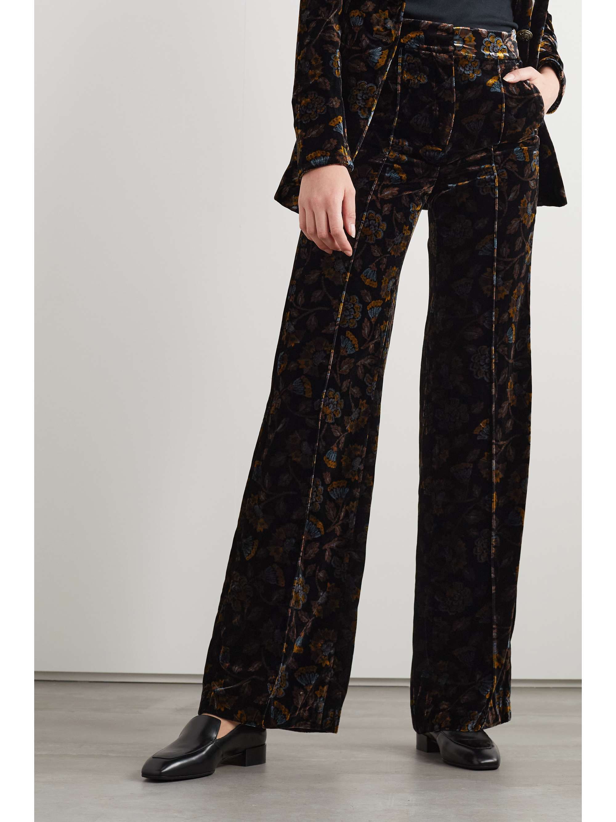 Brown Edia velvet-jacquard wide-leg 