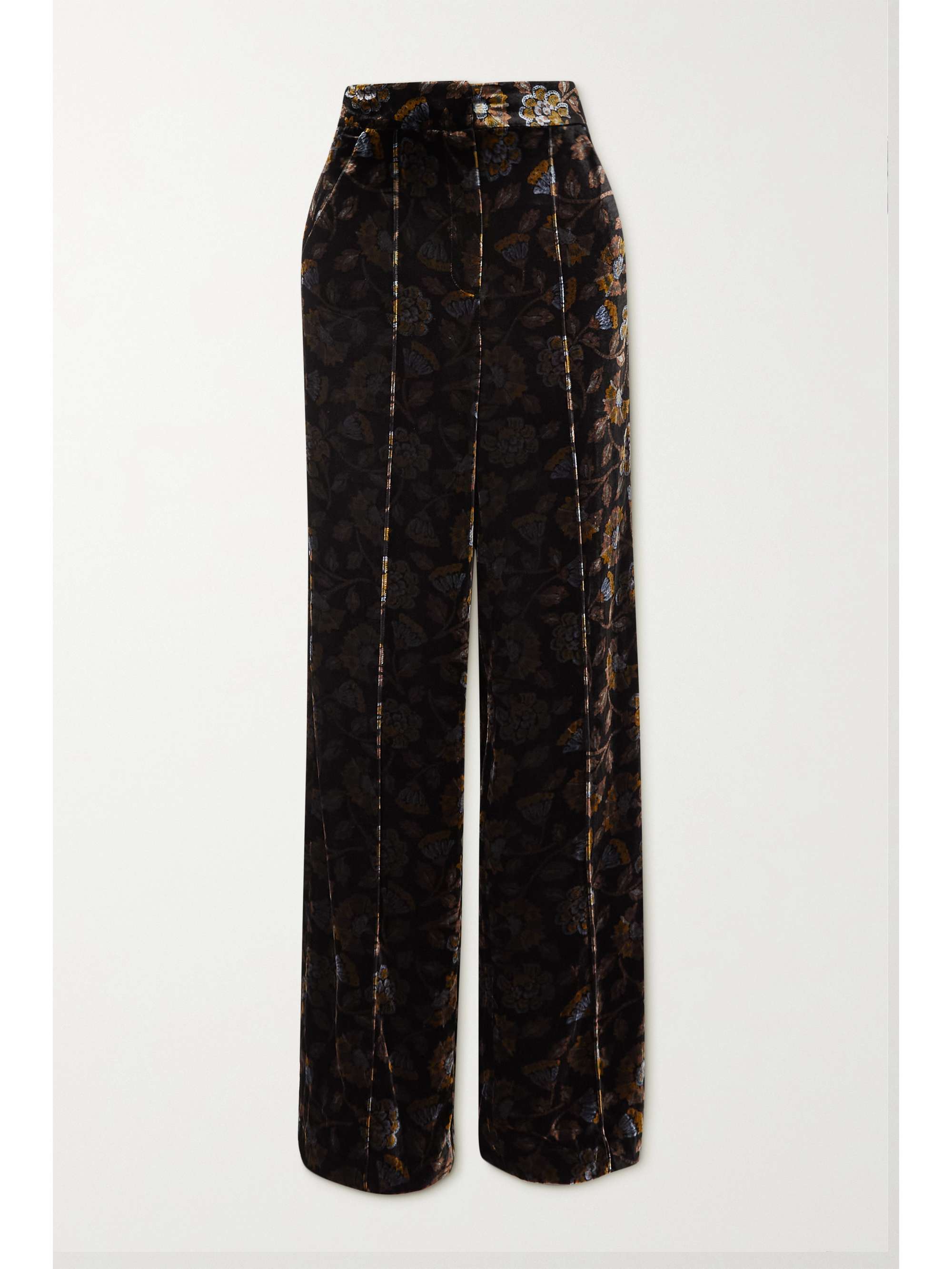Brown Edia velvet-jacquard wide-leg 