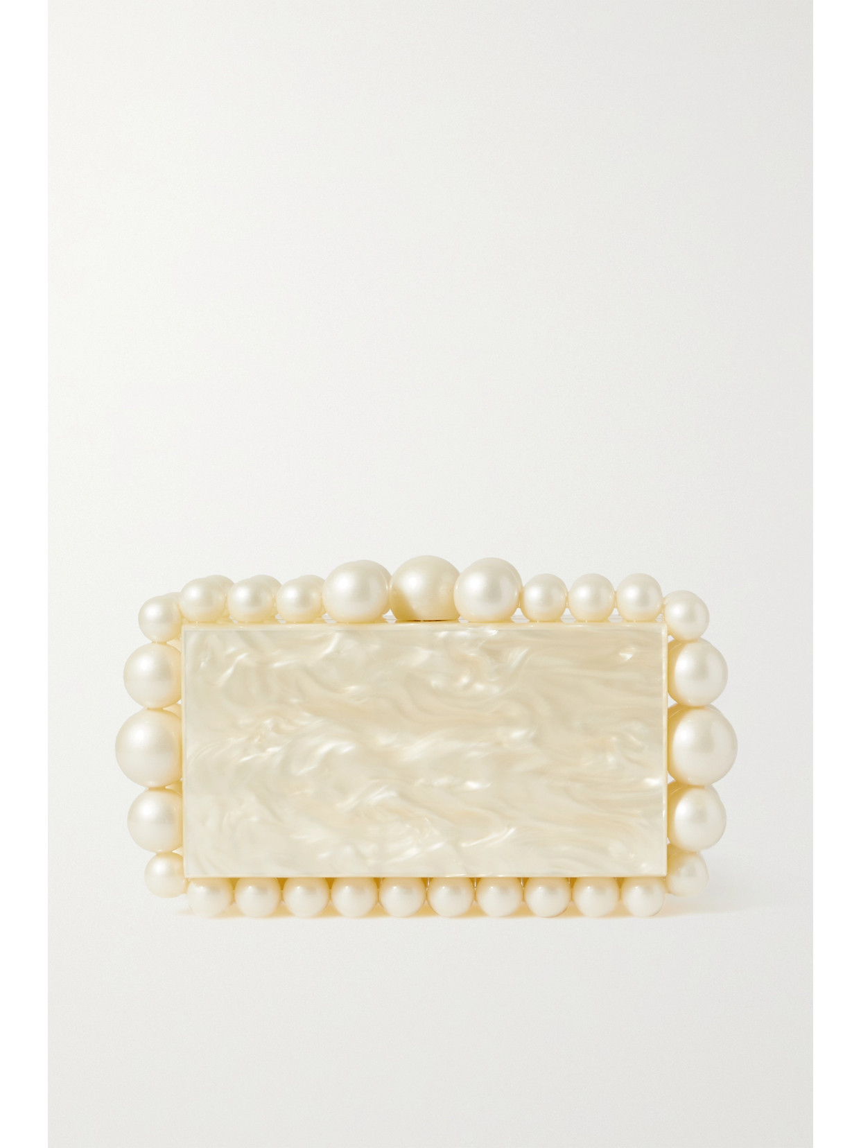 Shop Cult Gaia Eos Beaded Marbled Acrylic Clutch In Ivory