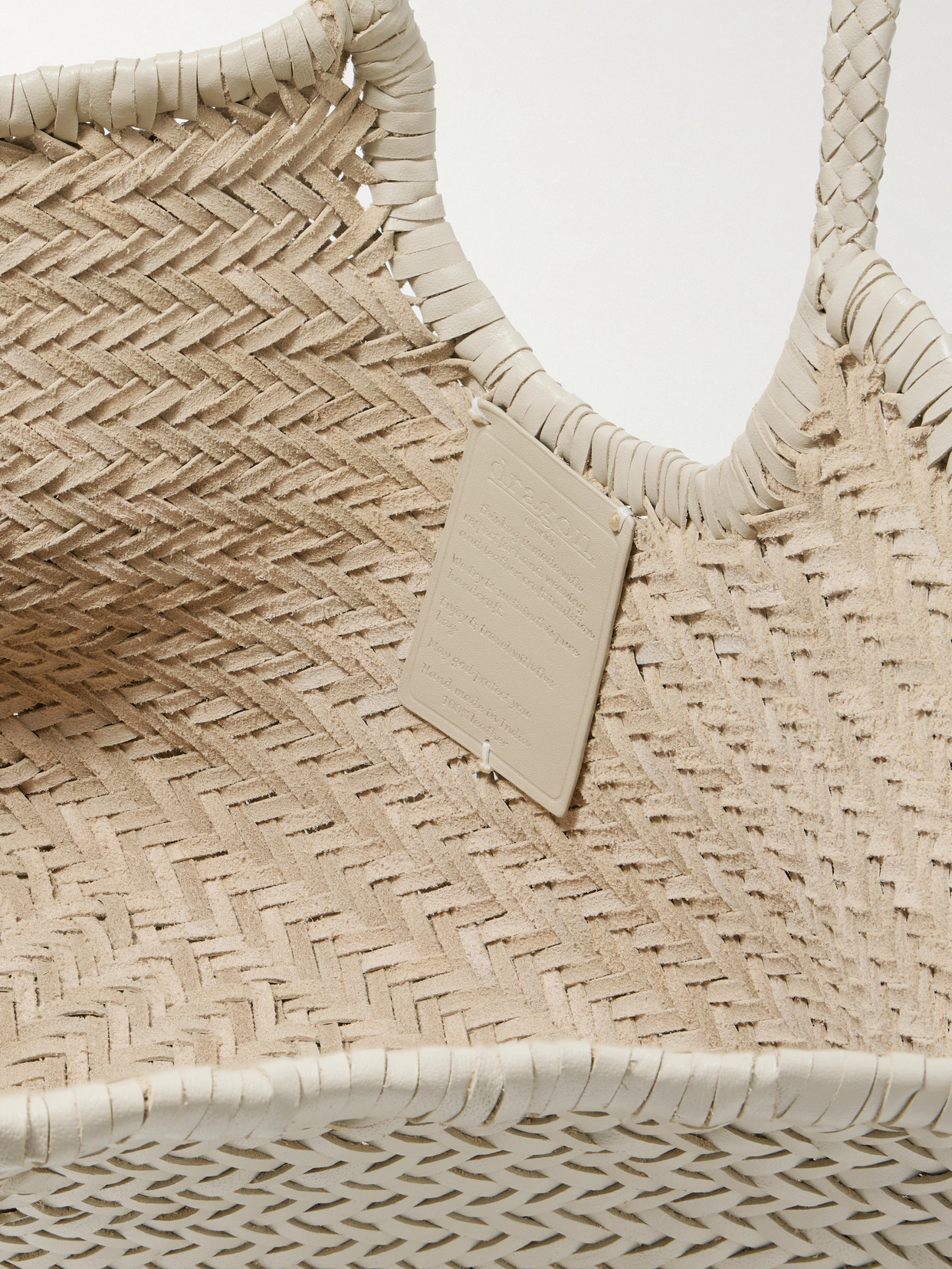 Dragon Diffusion Nantucket Large Woven Leather Tote In Cream